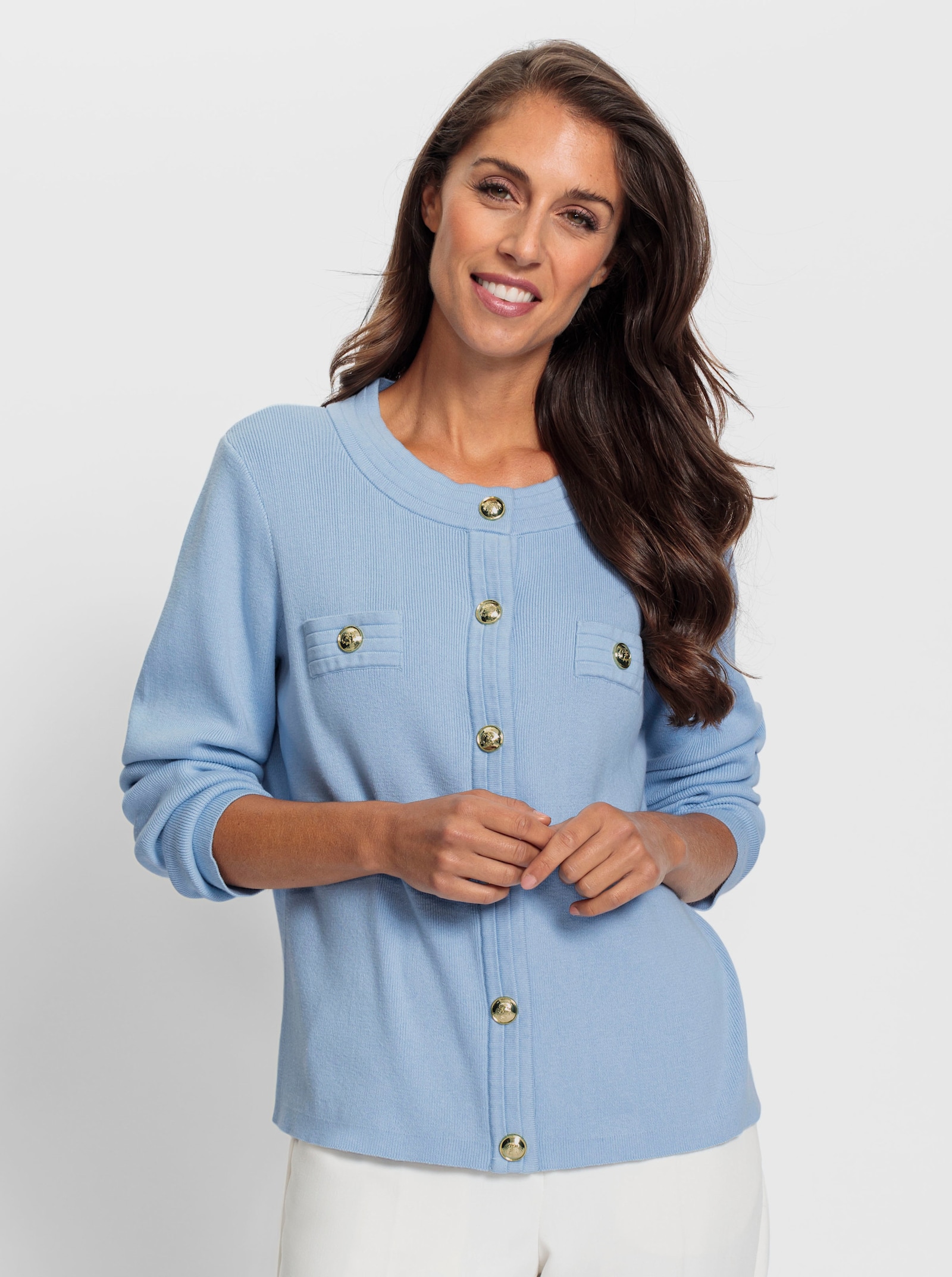 heine Strickjacke mit Schmuckknöpfen - eisblau