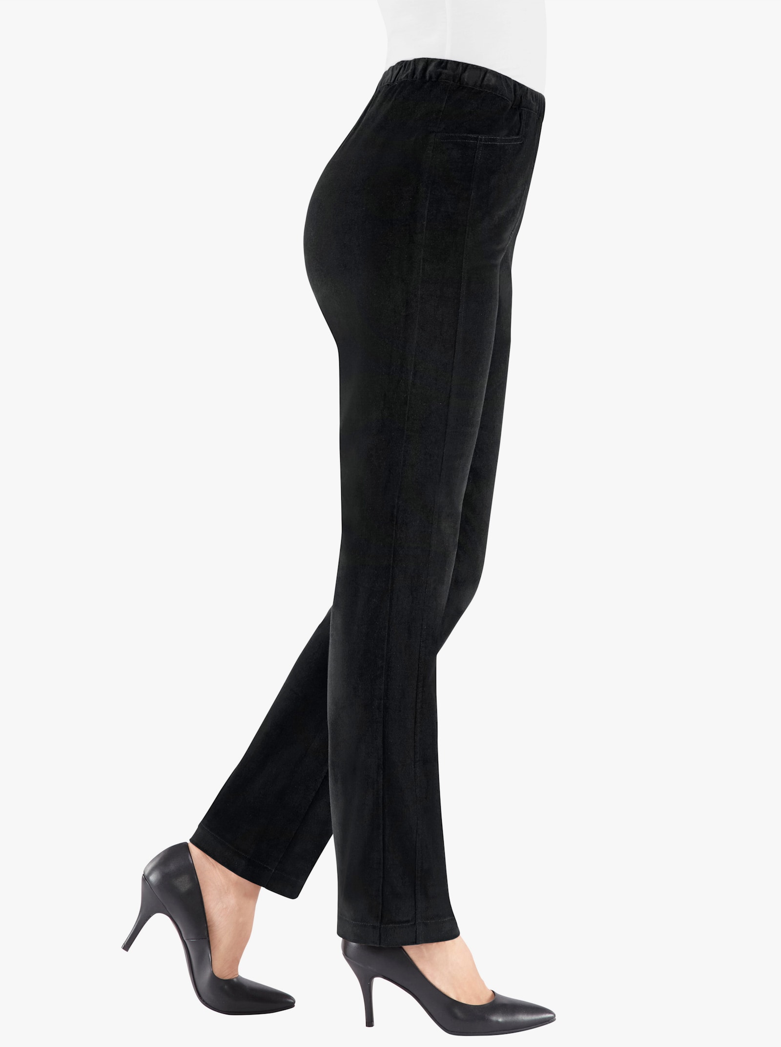 Schlupfhose mit optisch streckender Ziernaht - schwarz