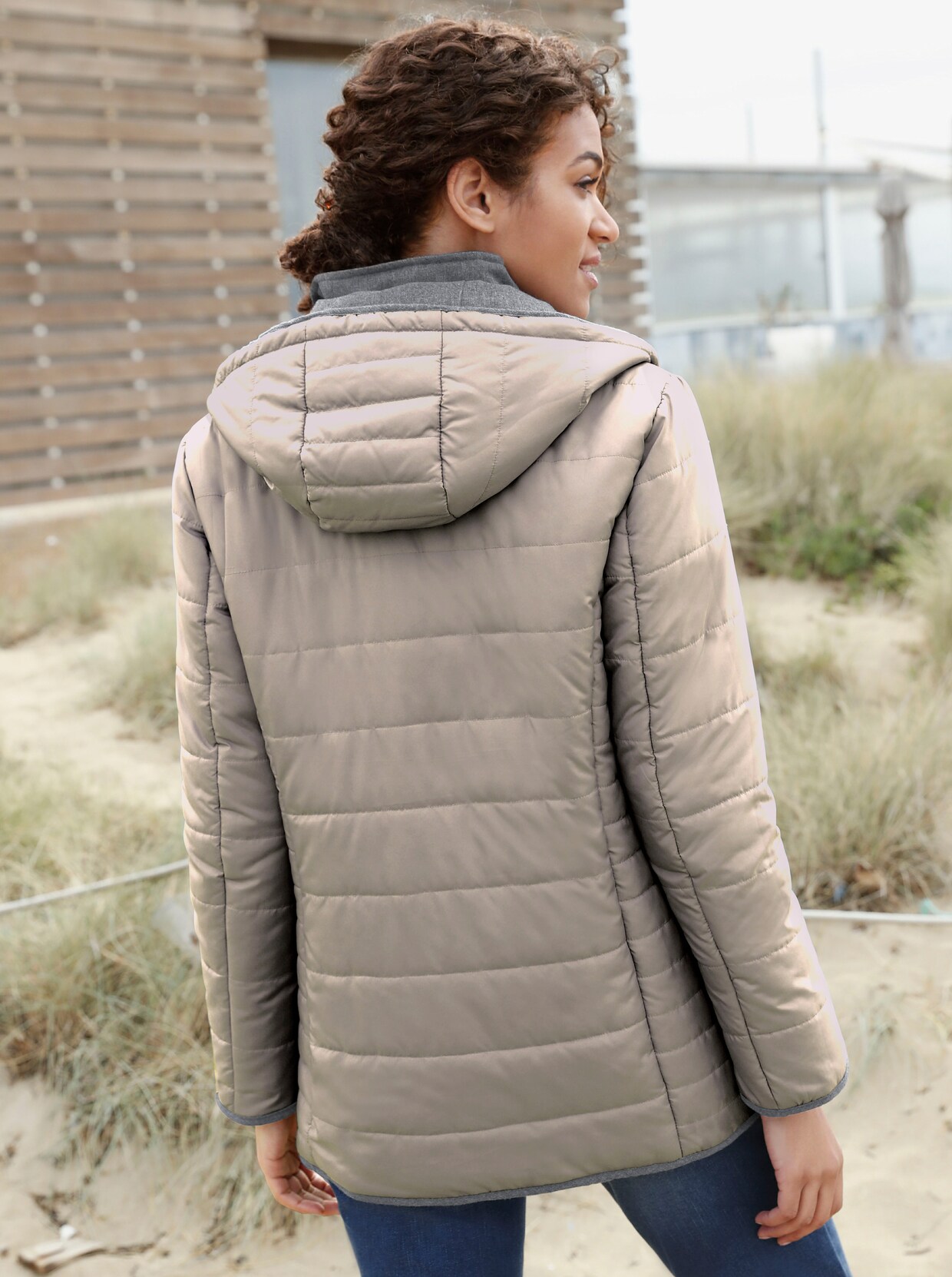Steppjacke - stein-grau