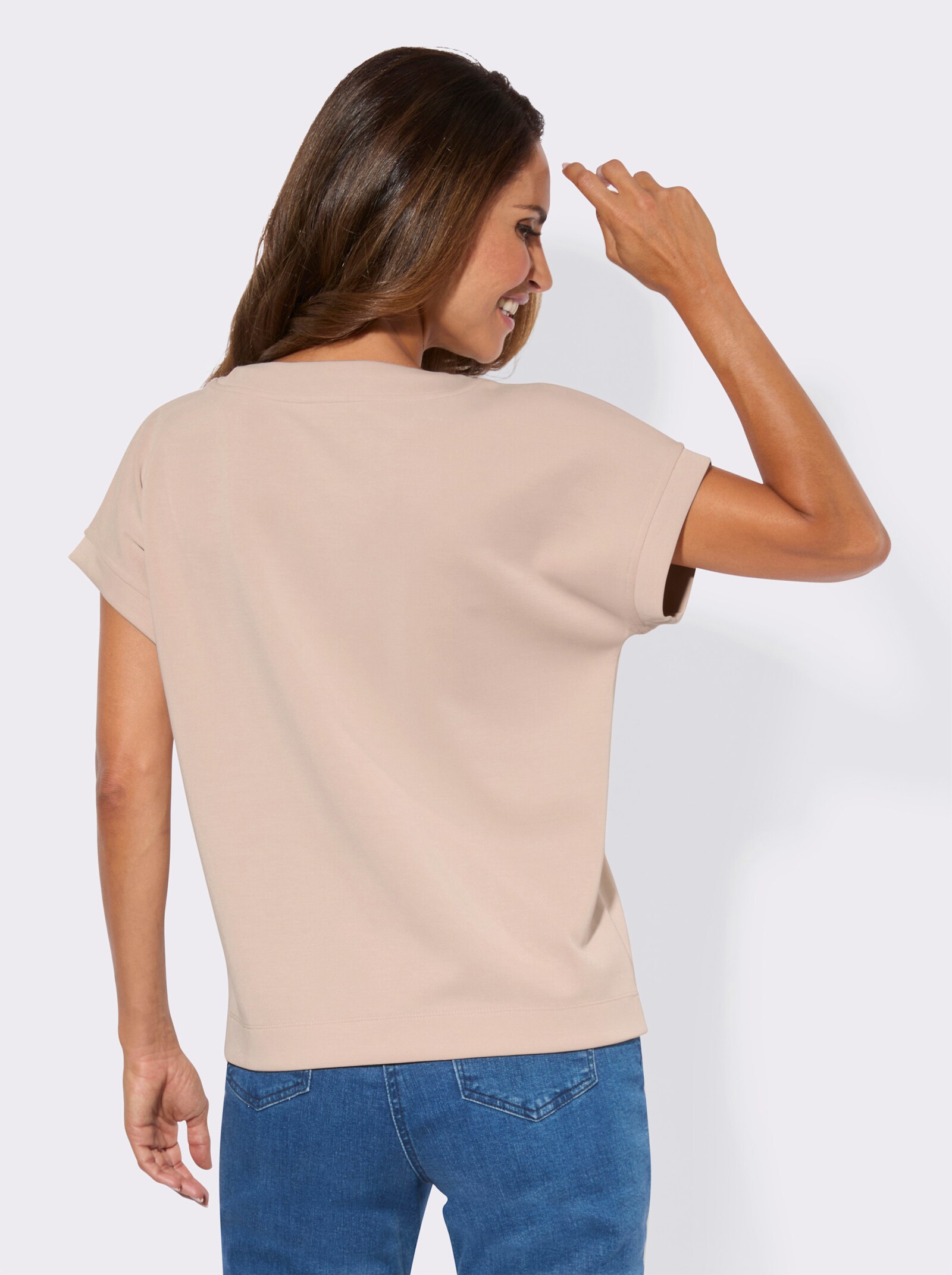 Shirt mit Glitzersteinchen - elfenbein-ecru