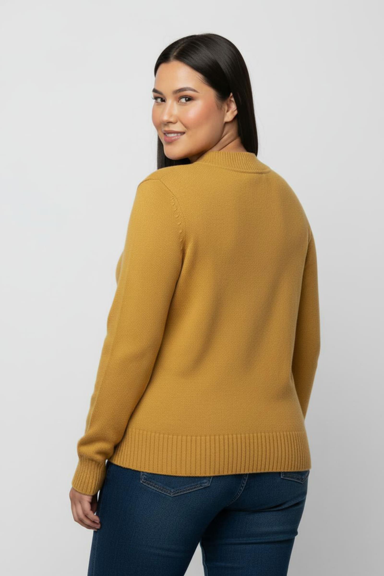 Stehkragenpullover mit Baumwolle - maisgelb