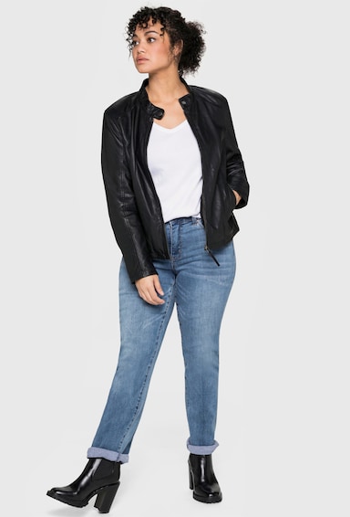 sheego Lederjacke - schwarz