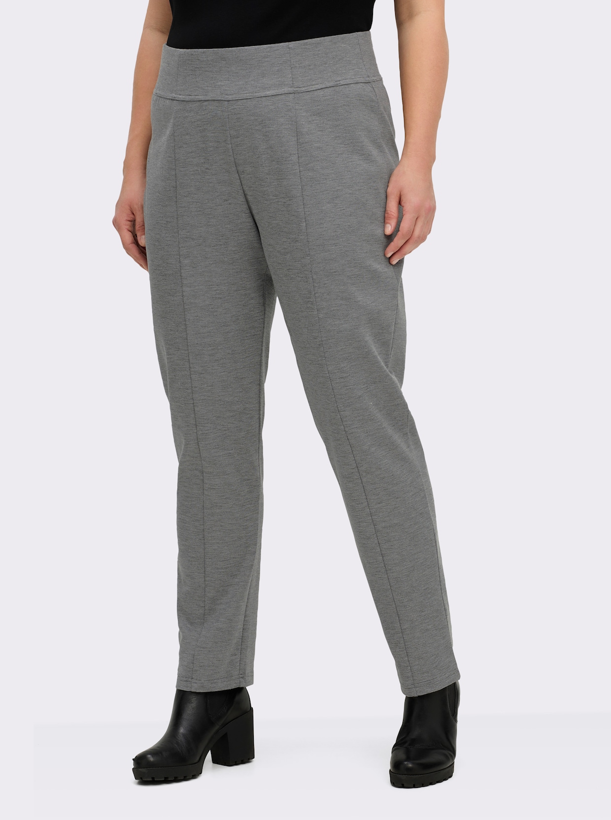Schlupfhose in komfortabler Romanit-Qualität - steingrau-meliert