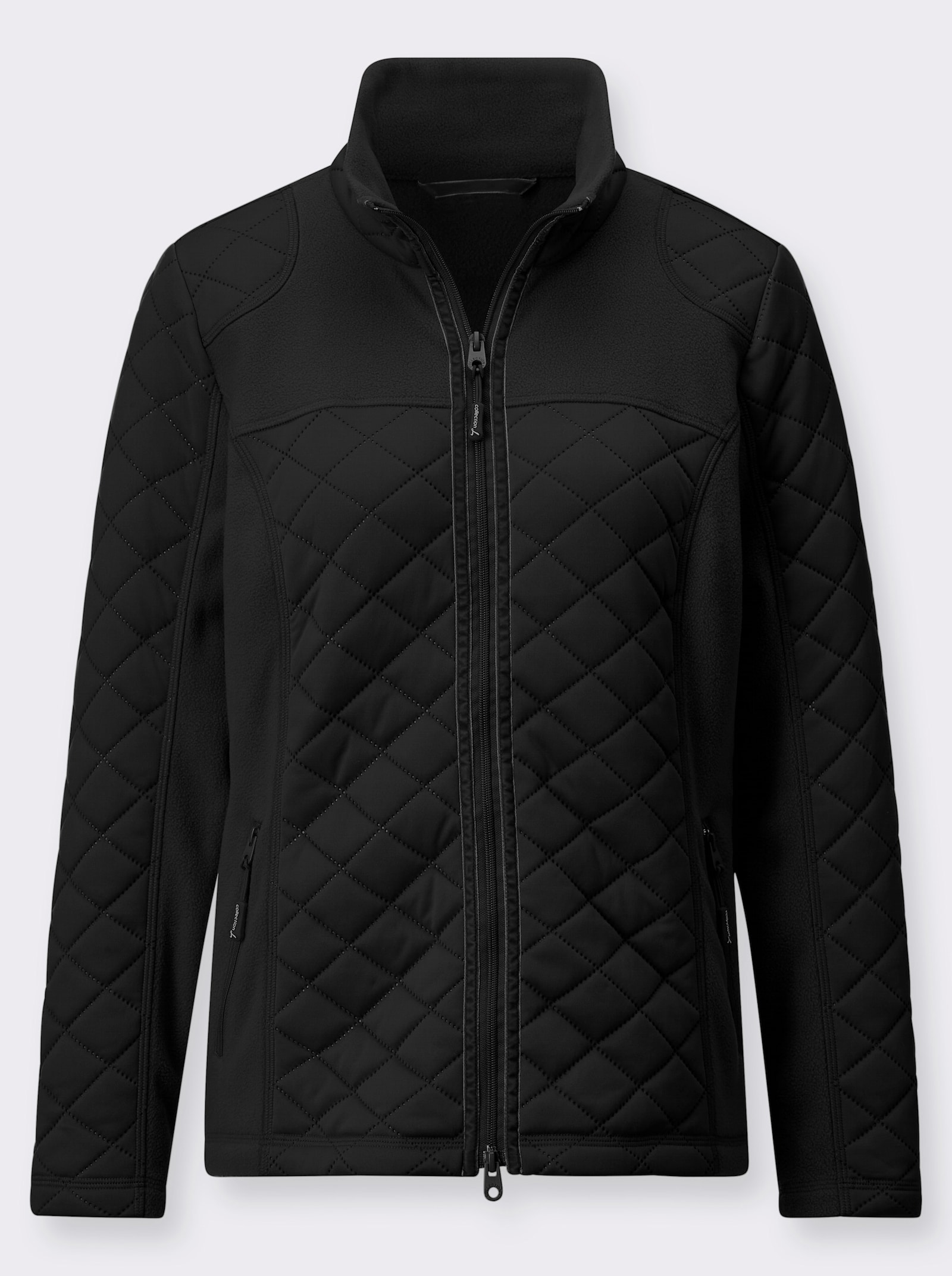 Fleecejacke mit Reißverschluss-Taschen - schwarz