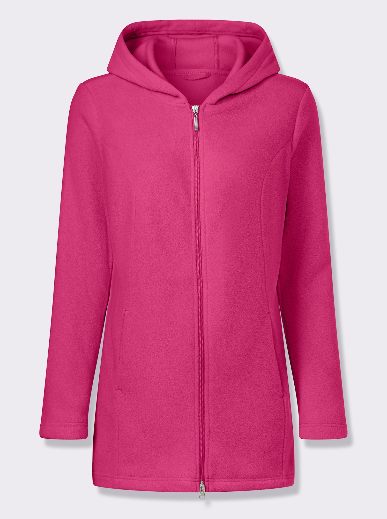 Dlhá flaušová bunda - purpurová