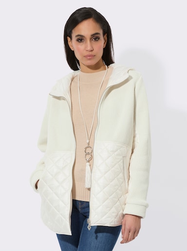 Winterjacke im Materialmix - ecru