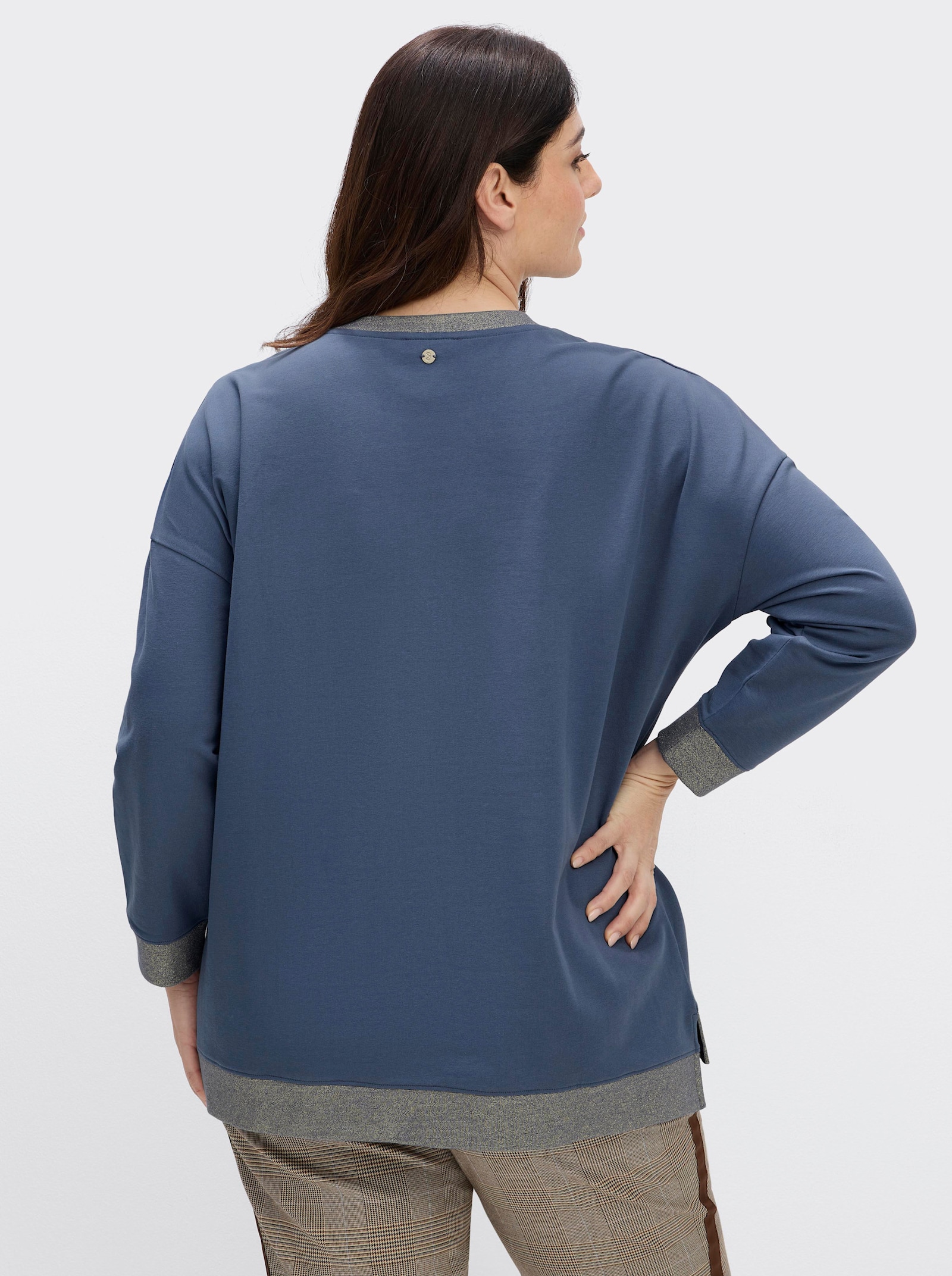 sheego Sweatshirt mit Glitzer-Details - rauchblau