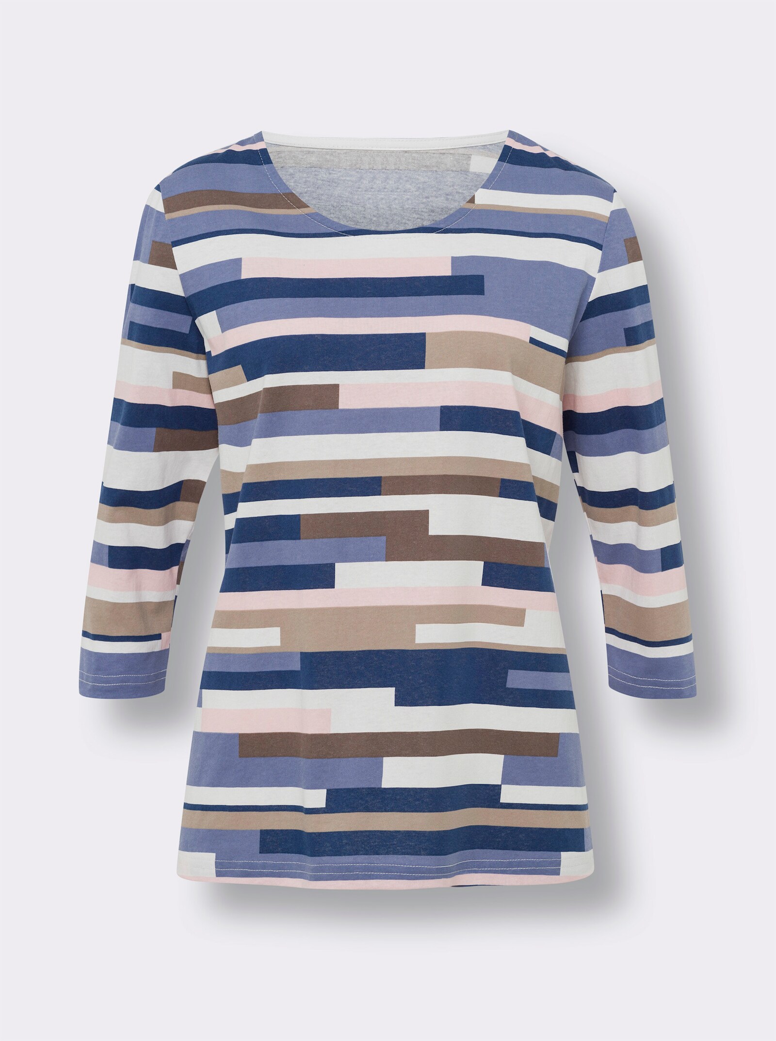 Tričko s kulatým výstřihem - holubí modrá-džínová modrá-potisk