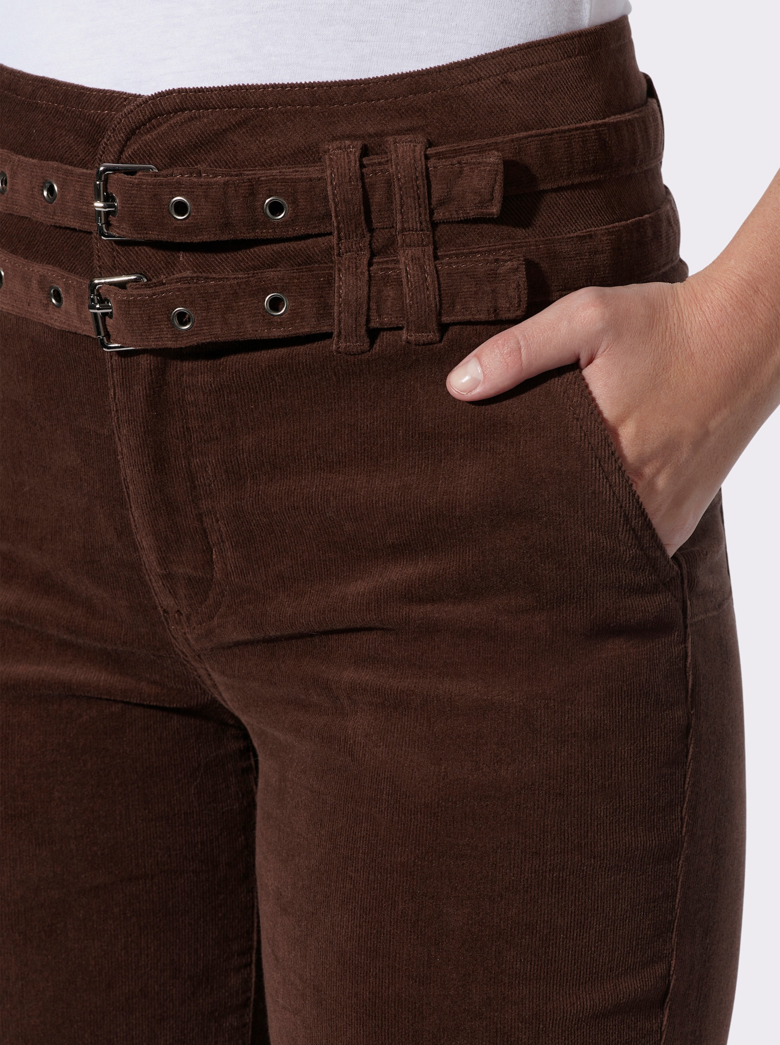 heine Cordhose mit hohem Bund - schoko