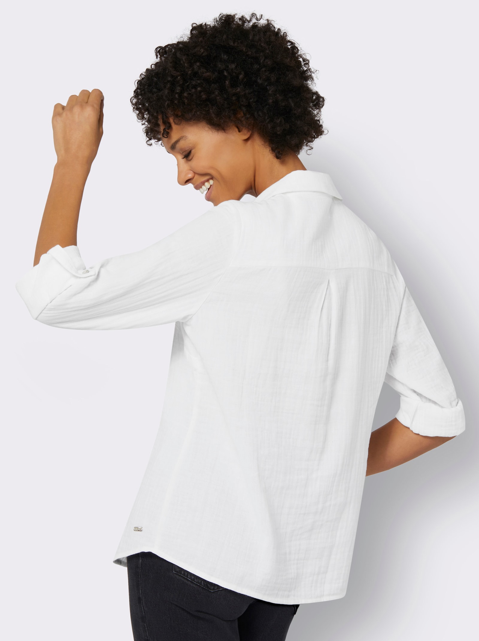 Hemdbluse mit Reverskragen - weiß