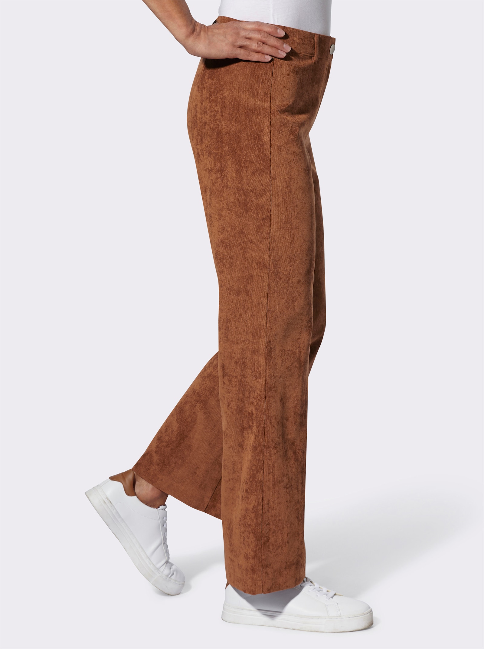 Ribcordbroek in uitlopend model - cognac