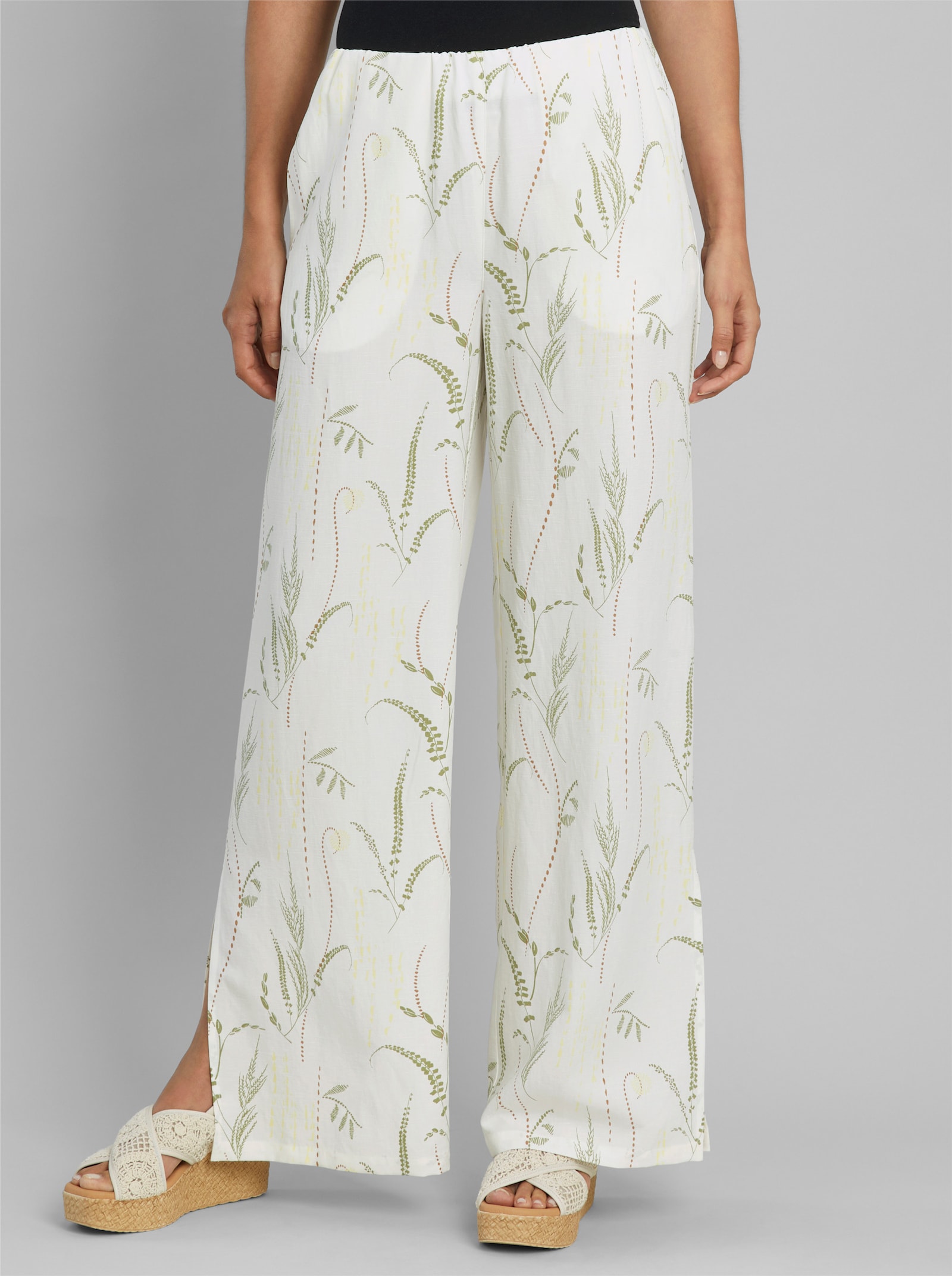 heine Druckhose mit weiten Beinen - ecru-schilf-bedruckt