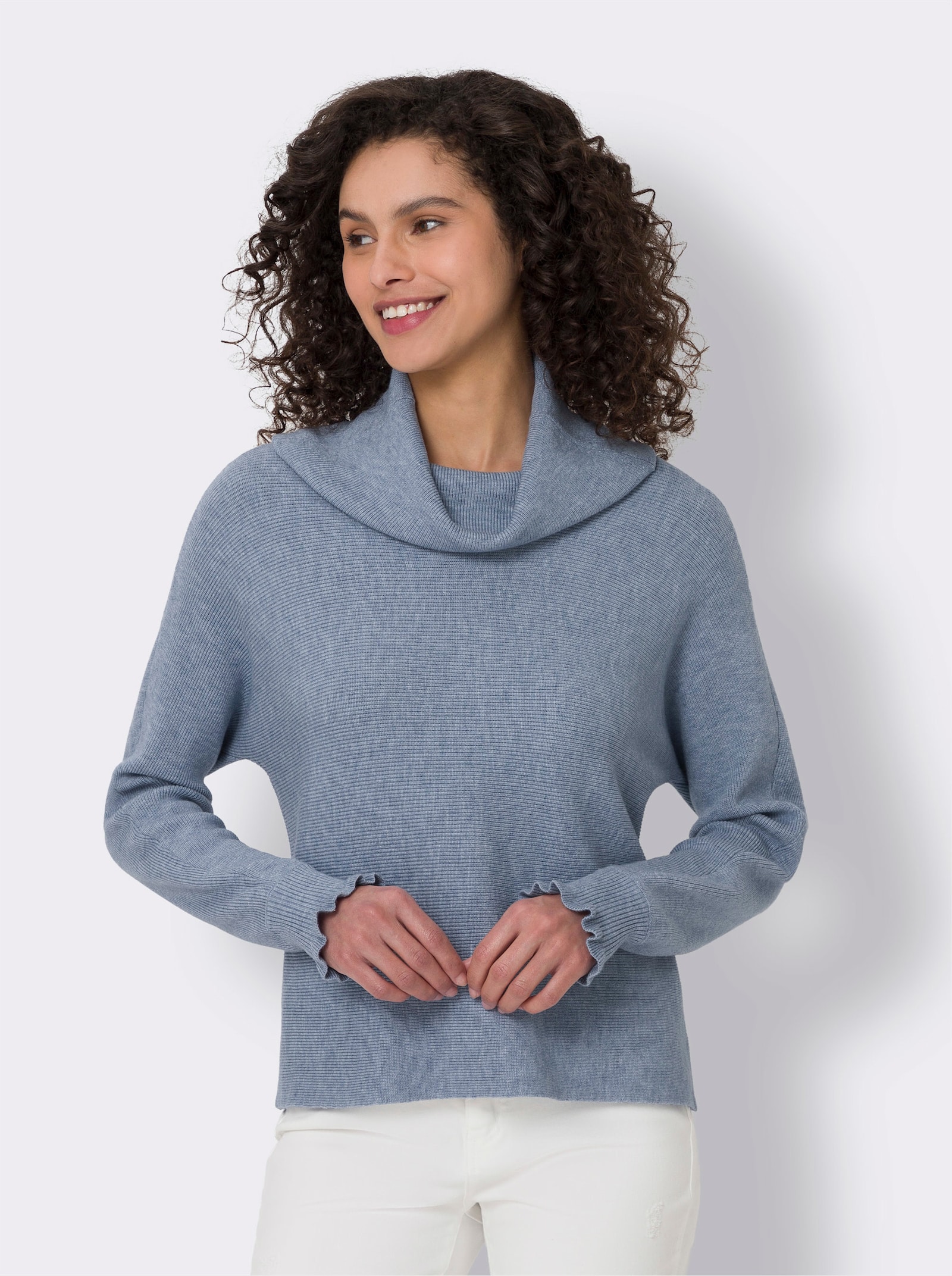 heine Feinstrickpullover inklusive Loop-Schal - bleu-meliert