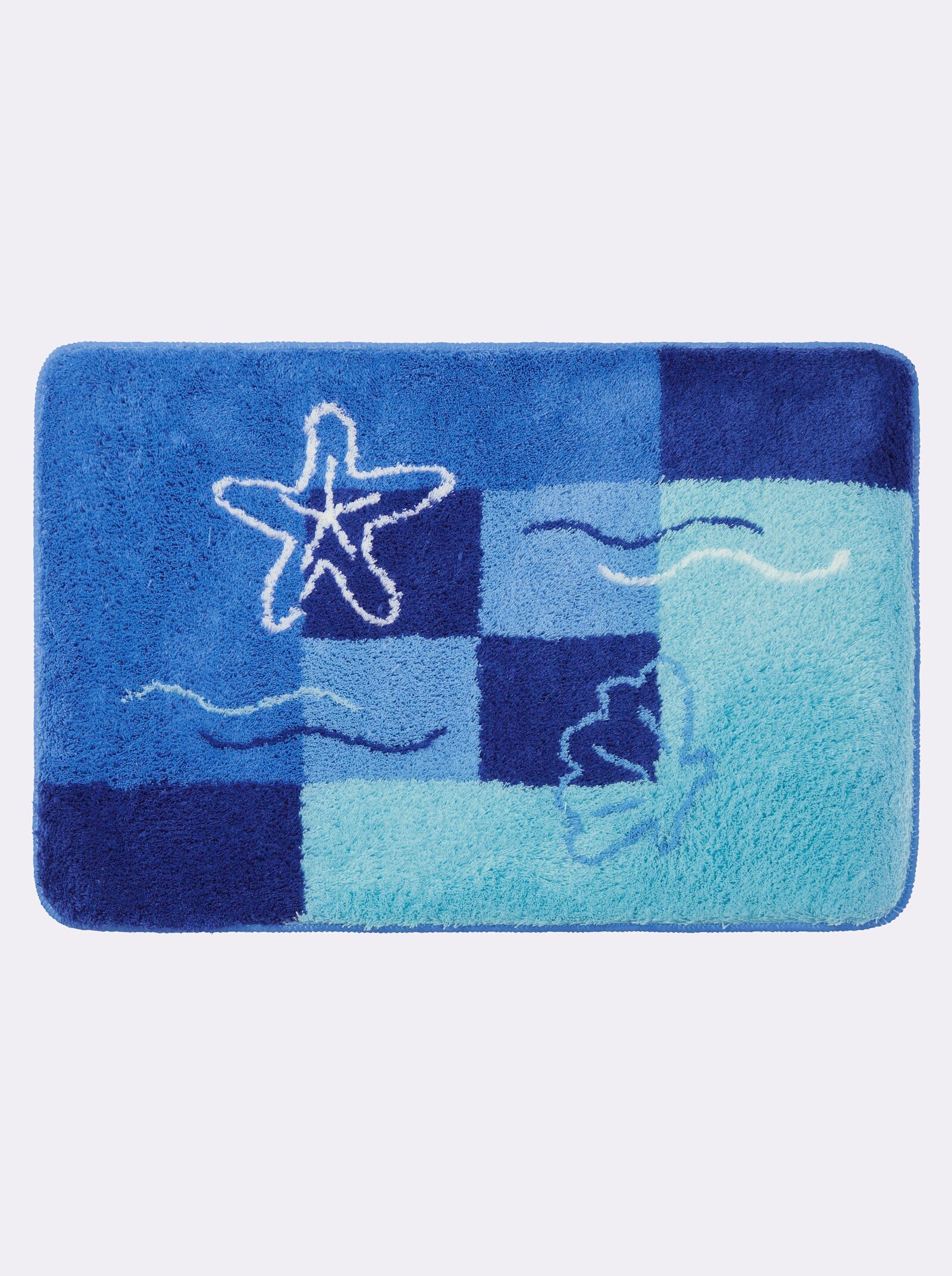 Hagemann Badematte - türkis-royalblau-gemustert