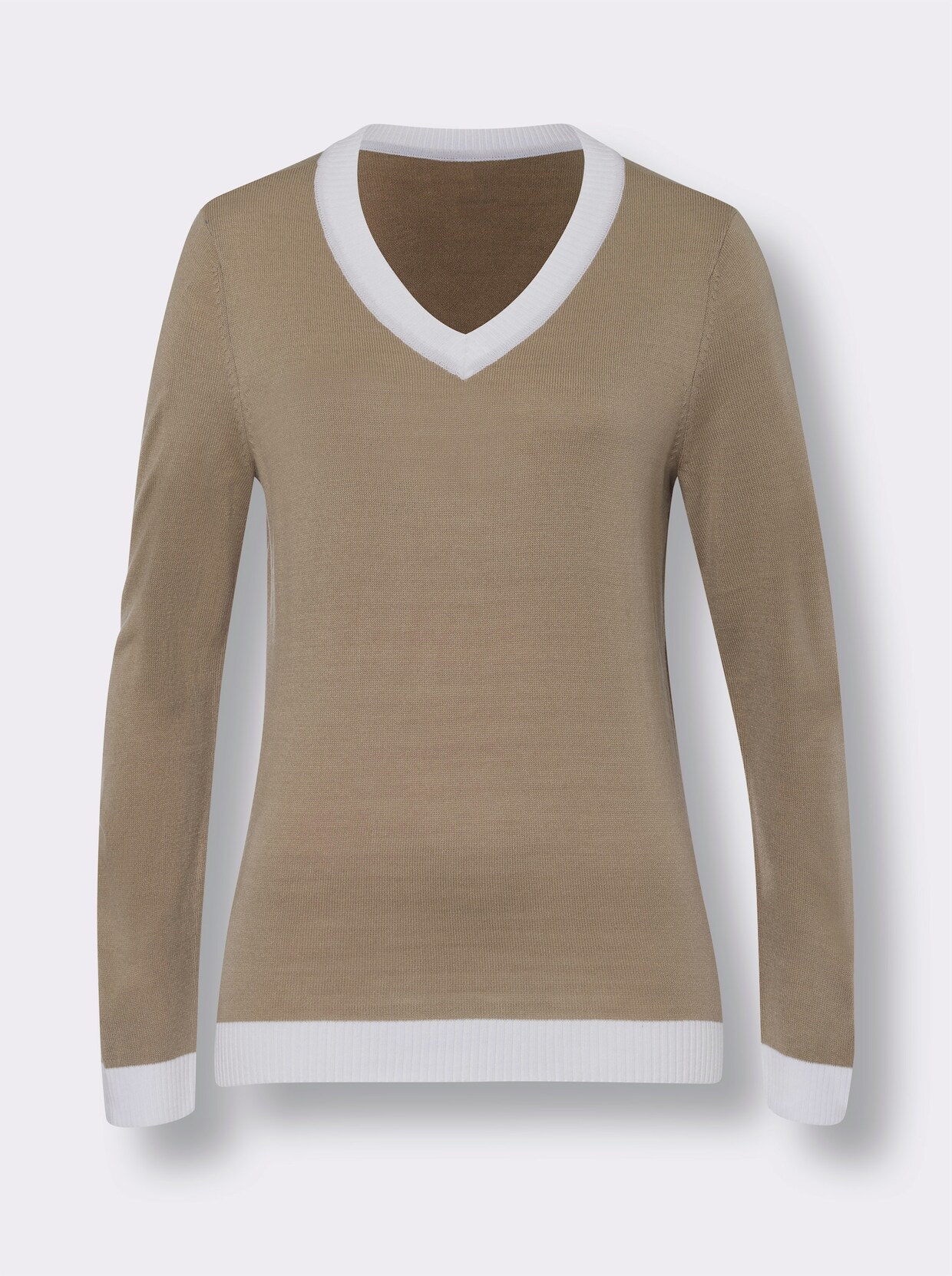 Pullover met V-hals - beige