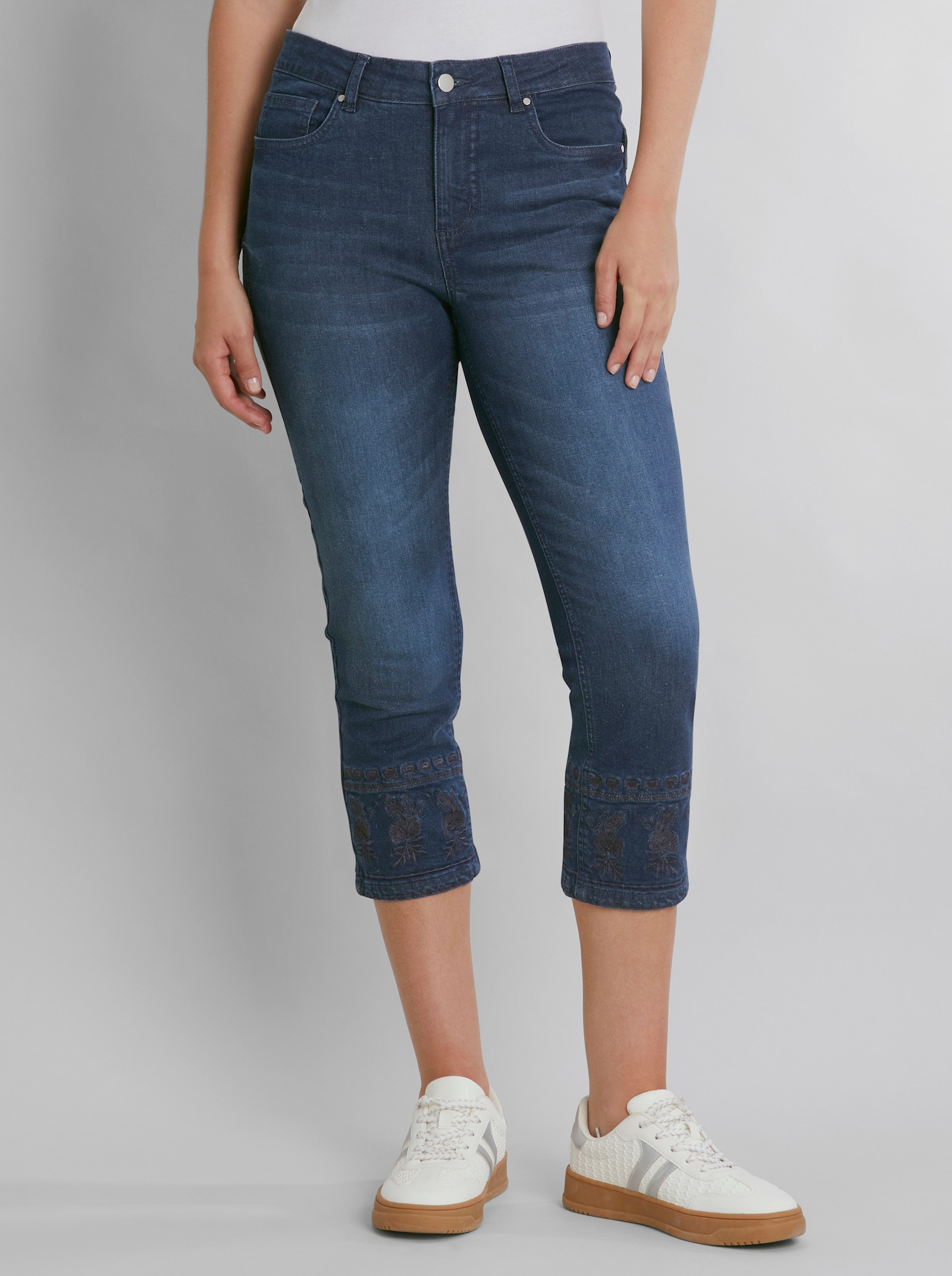 heine Push-up-Jeans mit Blumenstickerei - dark blue
