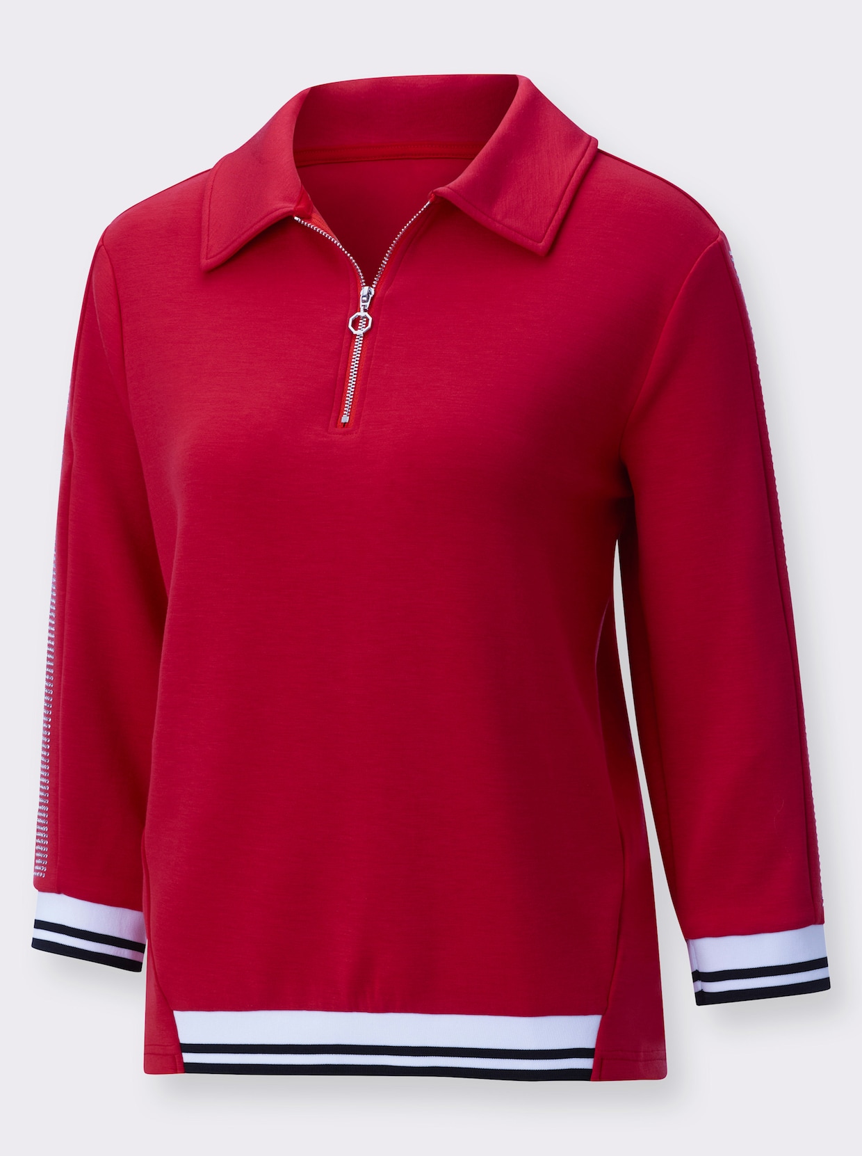 Langarm-Poloshirt - rot