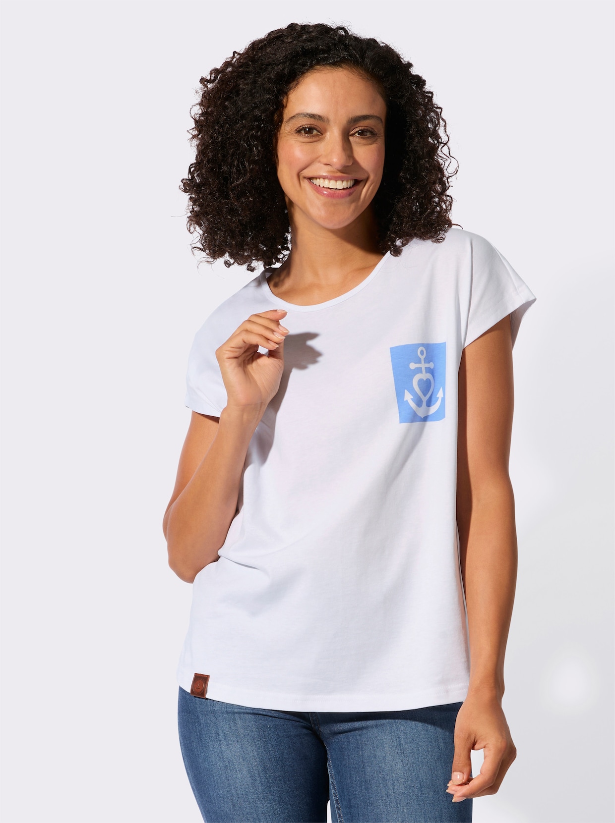 Rundhalsshirt - weiß