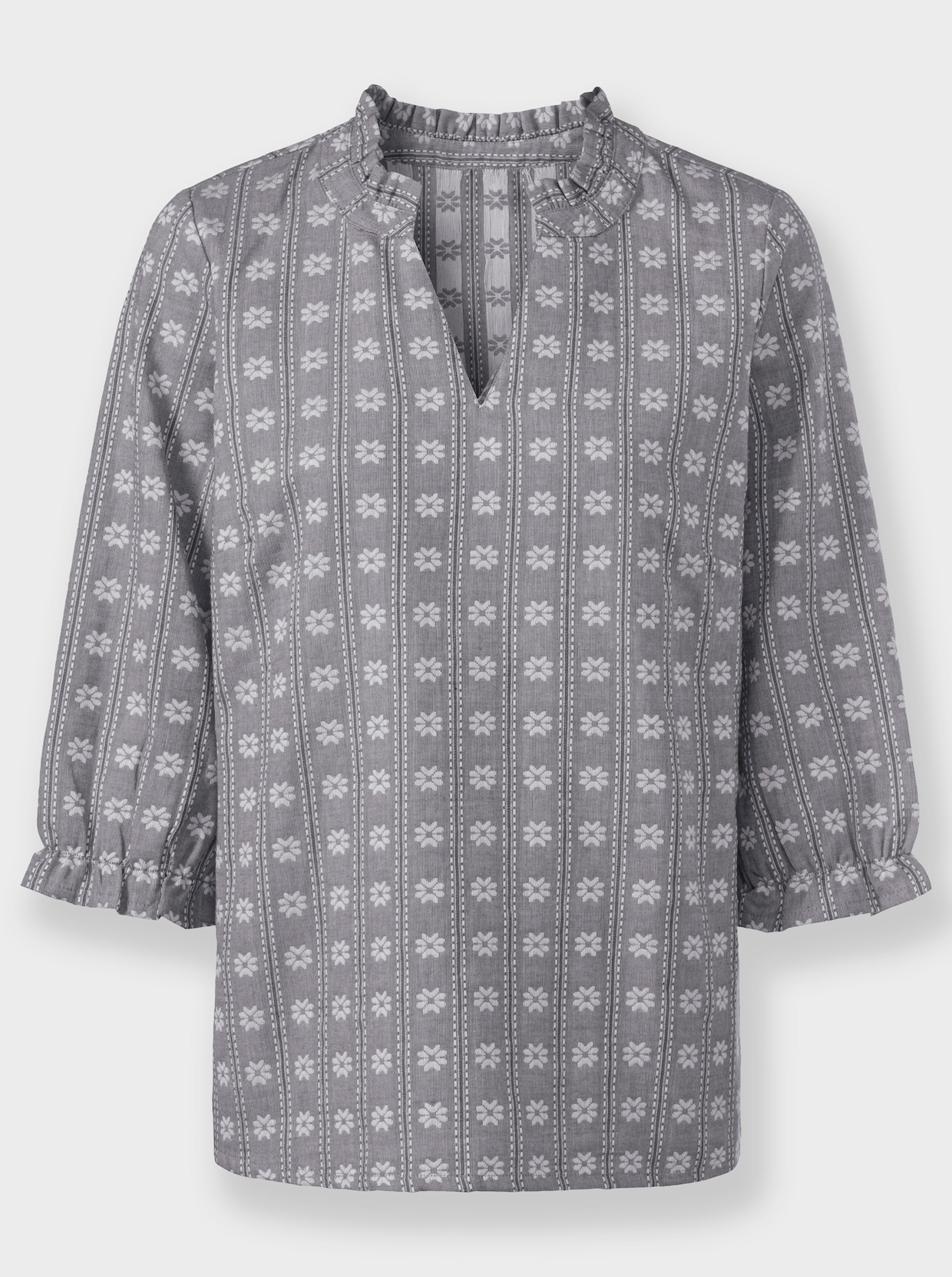 Comfortabele blouse - antraciet gedessineerd