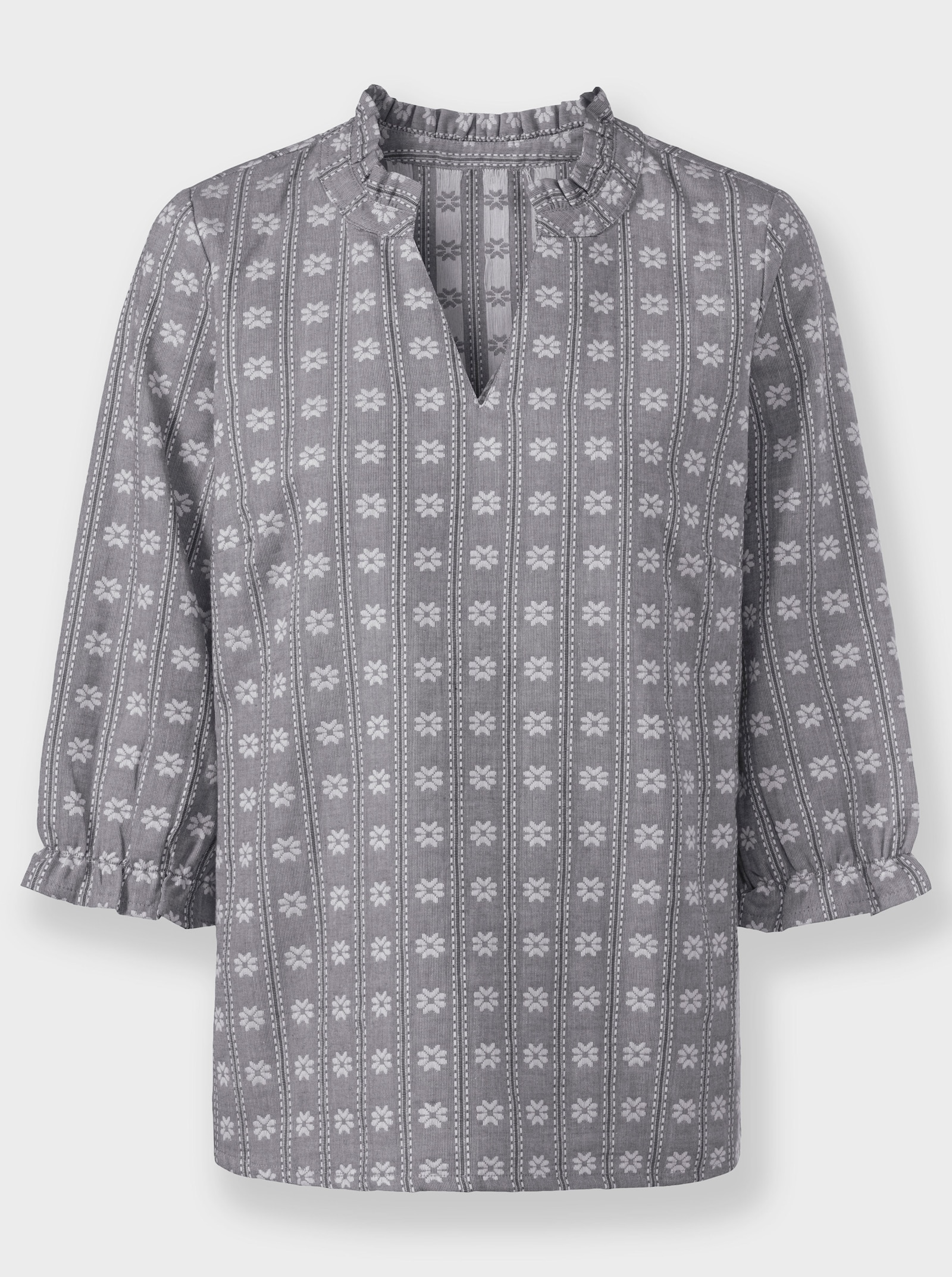 Comfortblouse met ruchedetails - antraciet gedessineerd