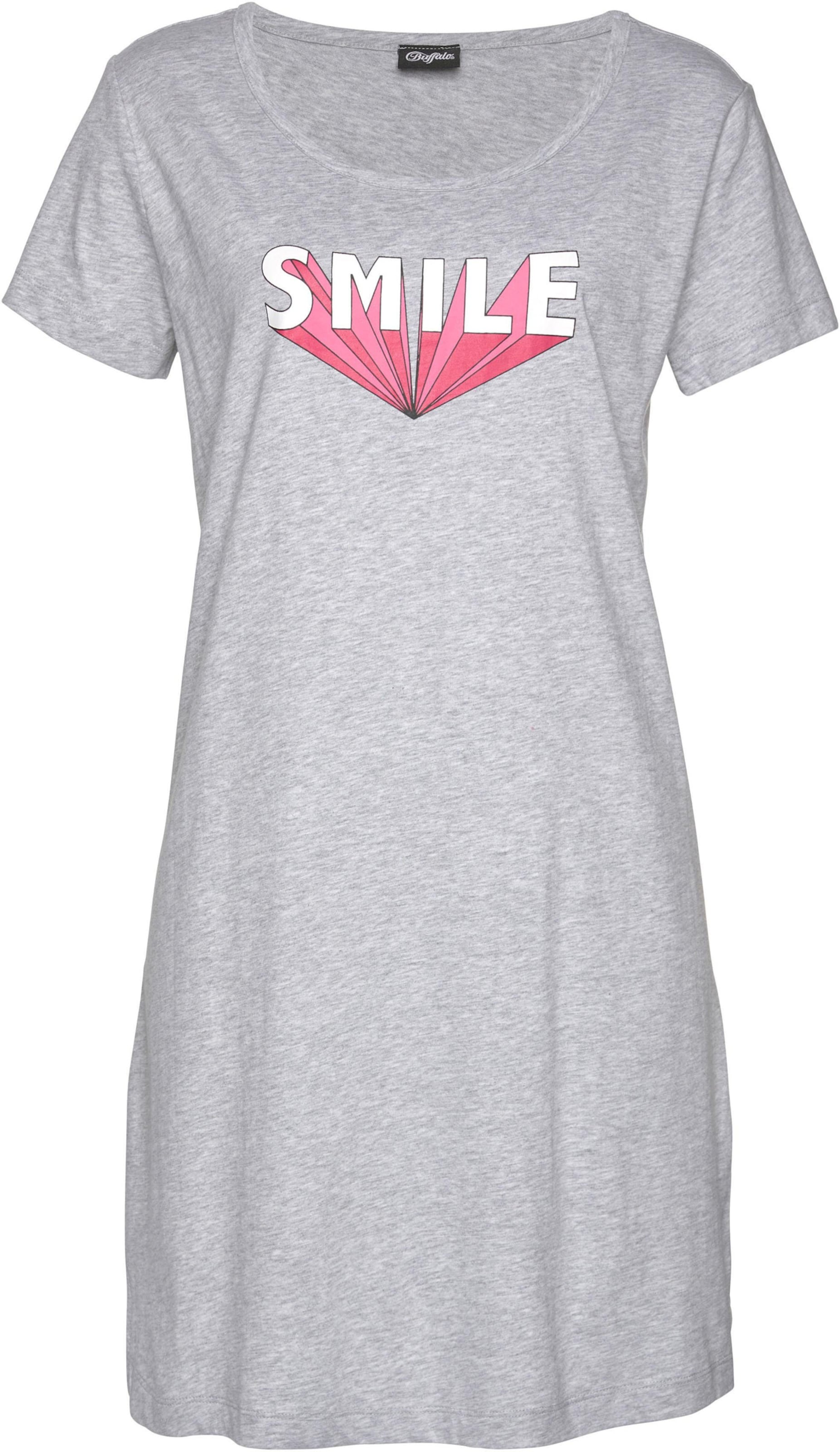 SL grau günstig Kaufen-Sleepshirt in grau-meliert-bedruckt von Buffalo. Sleepshirt in grau-meliert-bedruckt von Buffalo <![CDATA[Sleepshirt mit Frontprint, leicht ausgestelltem Schnitt und kurzen Ärmeln. Angenehme Baumwollqualität.]]>. 