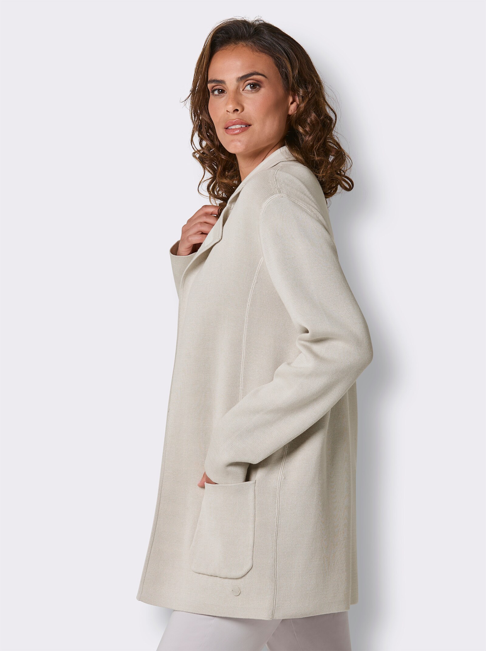 CREATION L PREMIUM Wendejacke im Marine-Stil - hellgrau-champagner-geringelt
