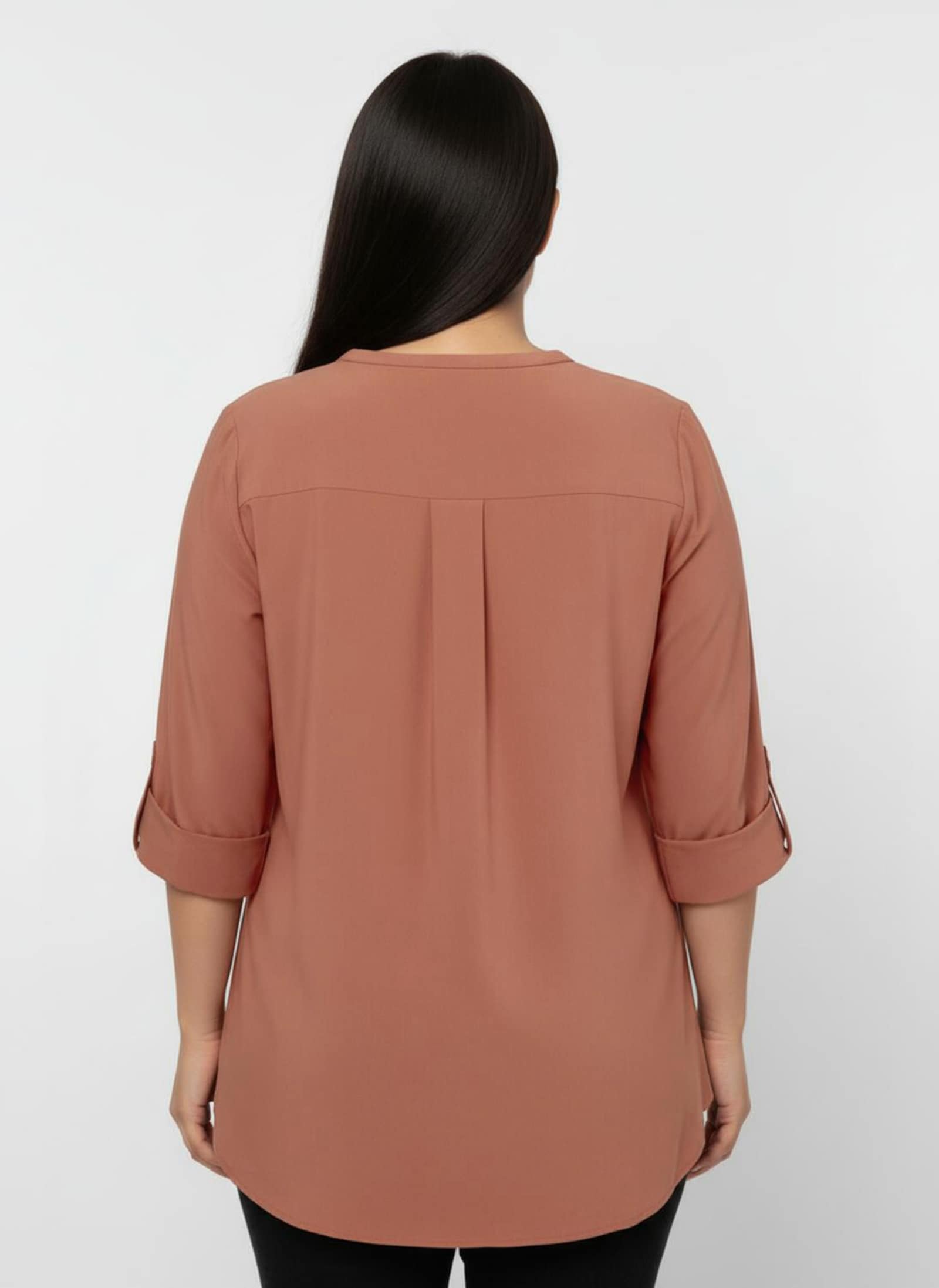 Jeanstunika mit Biesenverzierung - papaya