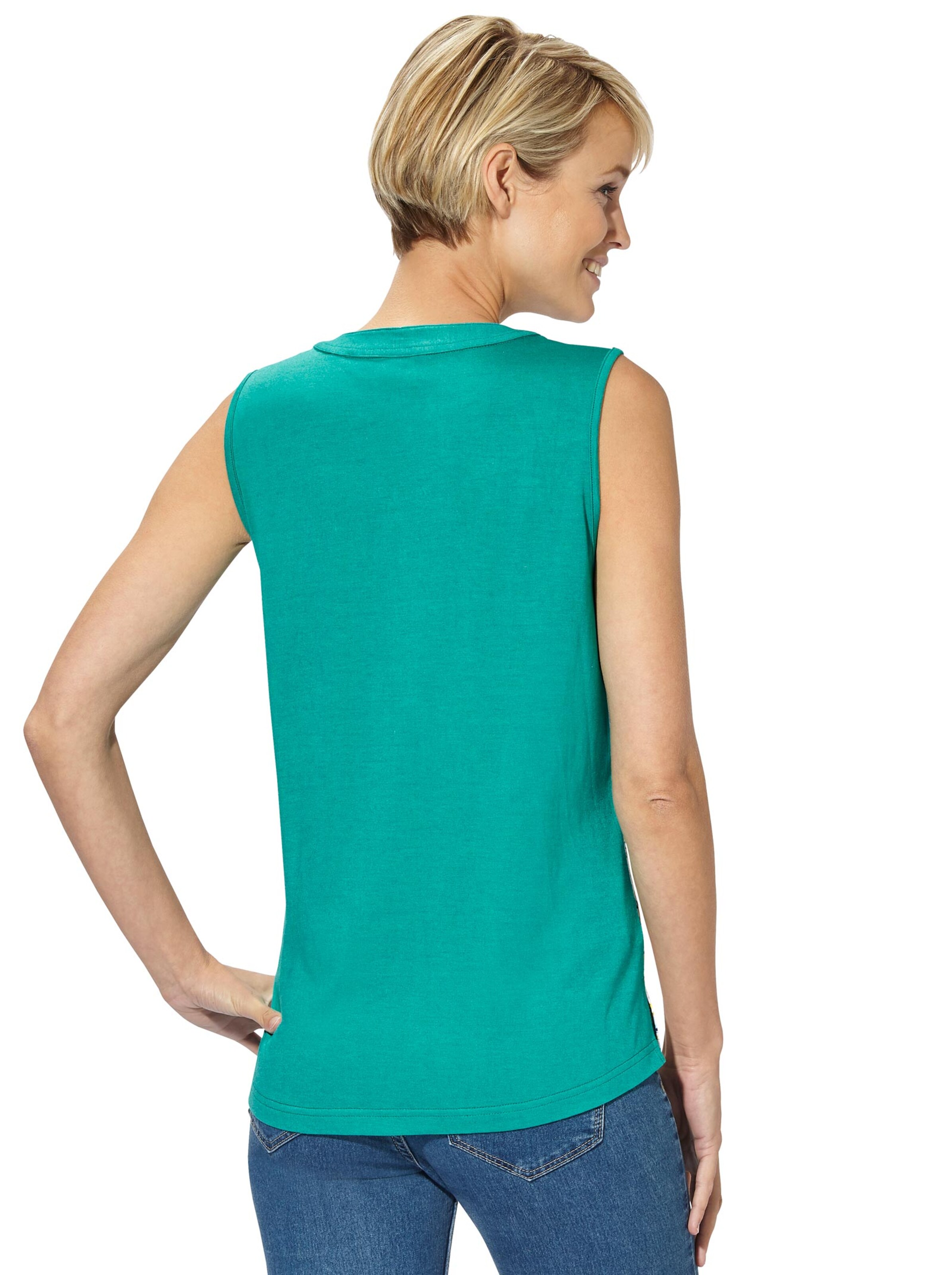 Shirttop - smaragd-gemustert