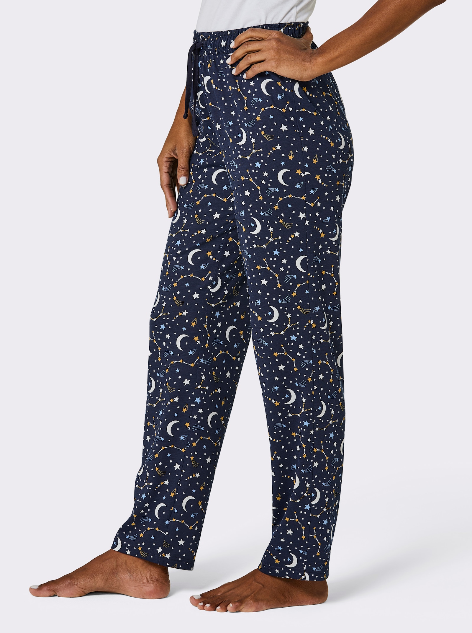 wäschepur Schlafanzug-Hose - marine-ocker-bedruckt