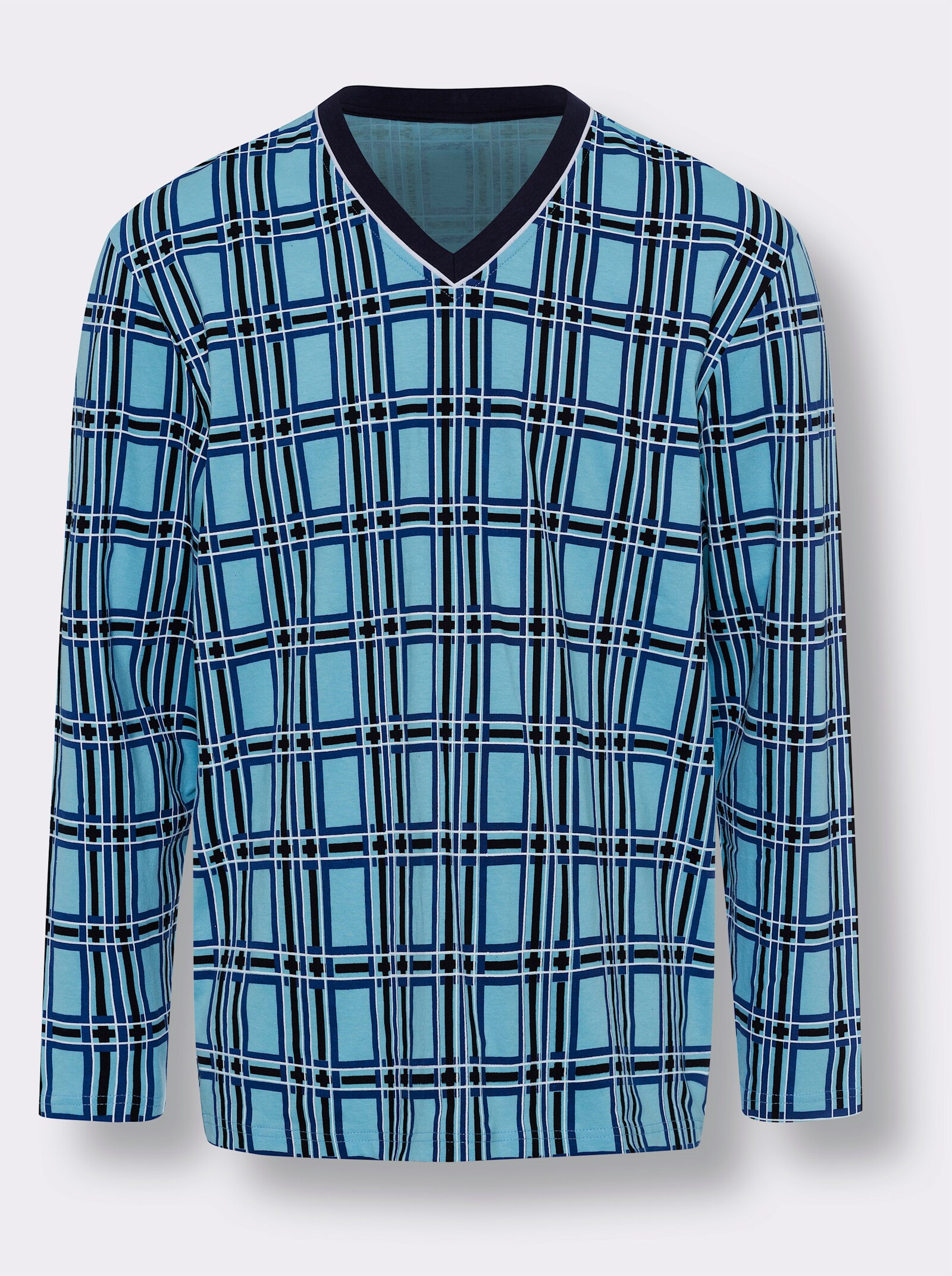 Pyjama met ruitpatroon - aqua/marine