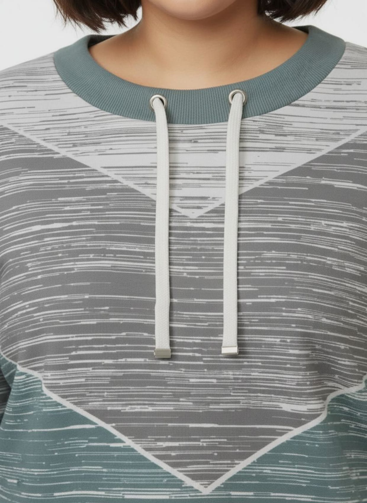 Sweatshirt mit variierbarem Rundhals-Ausschnitt - jade-ecru