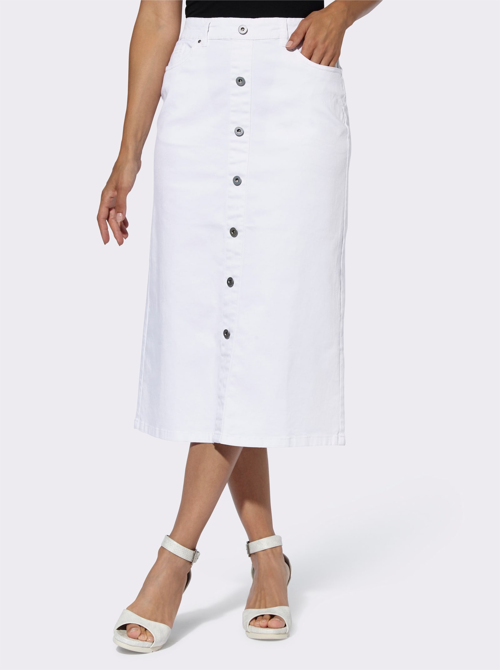 Jeansrock mit Gehschlitz - weiß