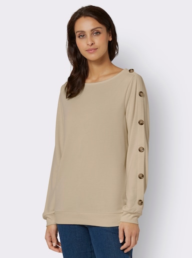 Sweatshirt mit angerauter Innenseite - beige