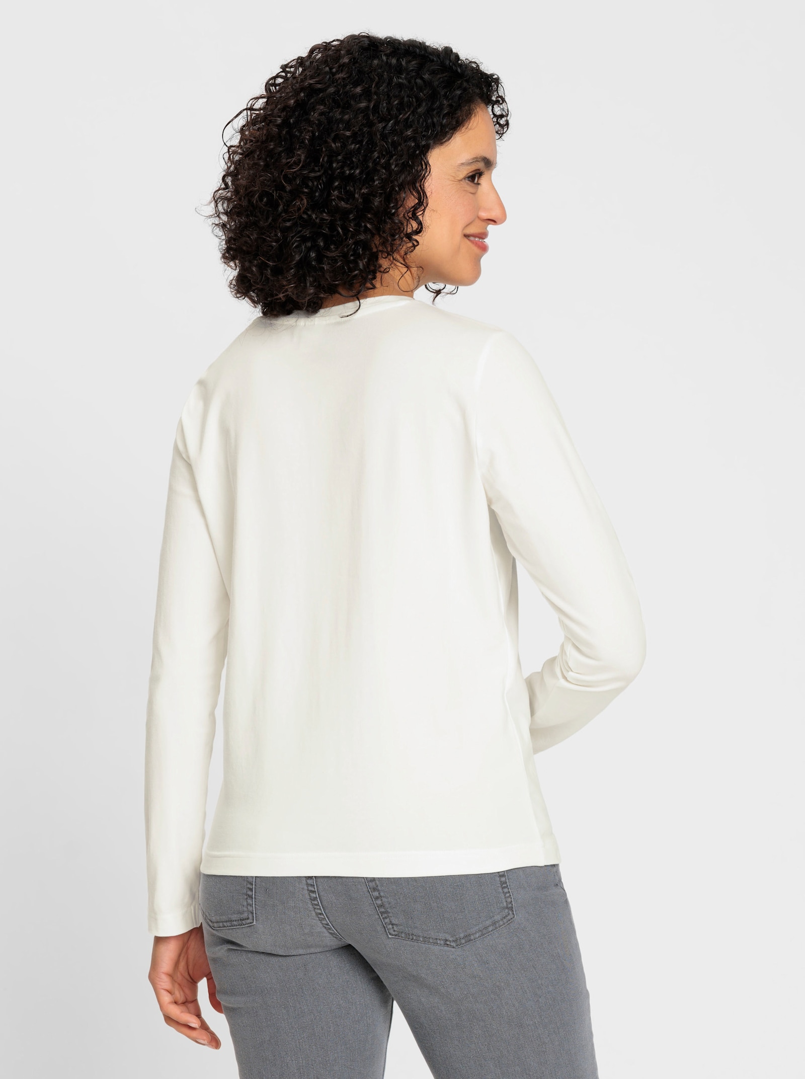  Langarmshirt mit Katzen-Motiv - ecru