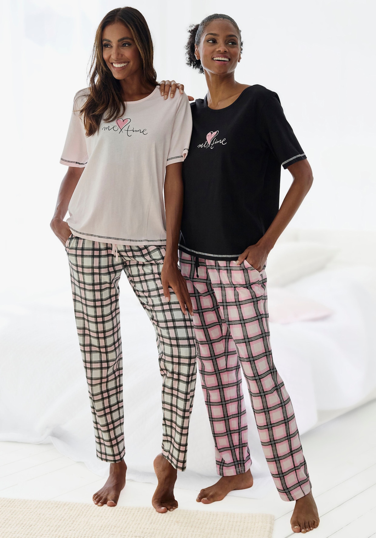 Vivance Dreams Pyjama - noir, noir-blanc à carreaux, rose, rose-noir à carreaux