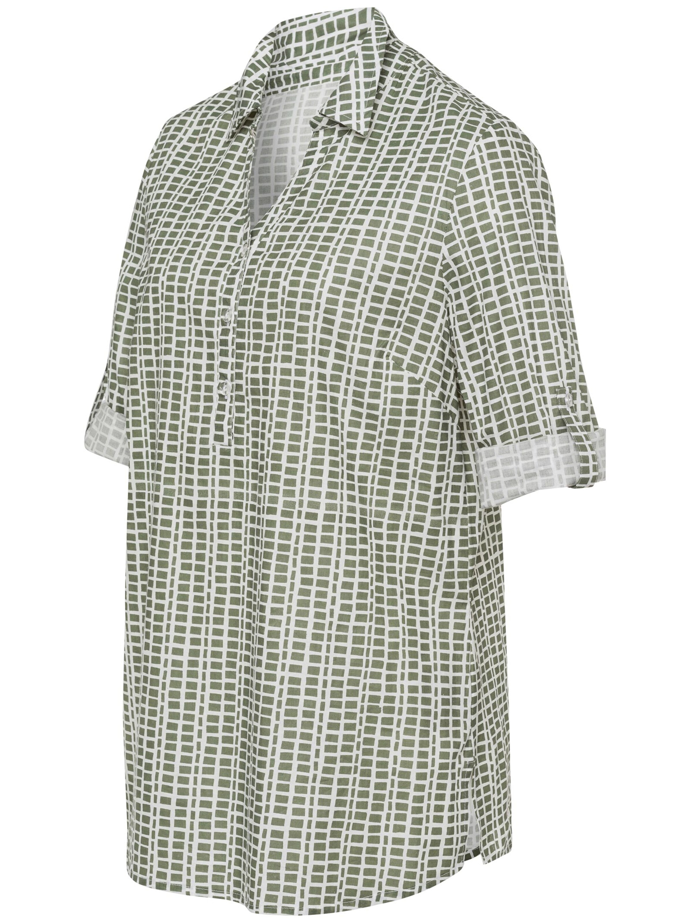 Bluse - khaki-gemustert