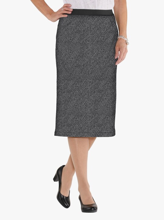Džersejová sukňa - Čierno-sivý melír