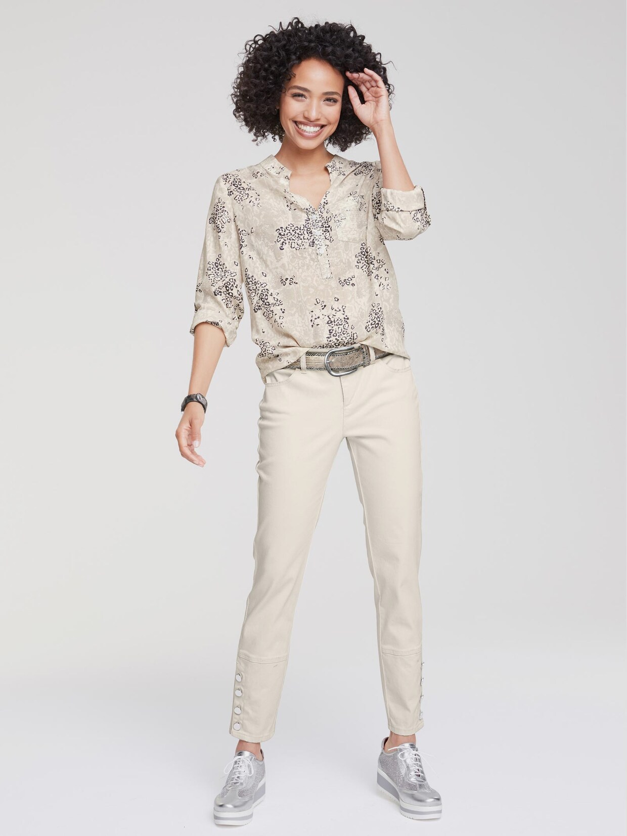 Linea Tesini Druckbluse - offwhite-taupe