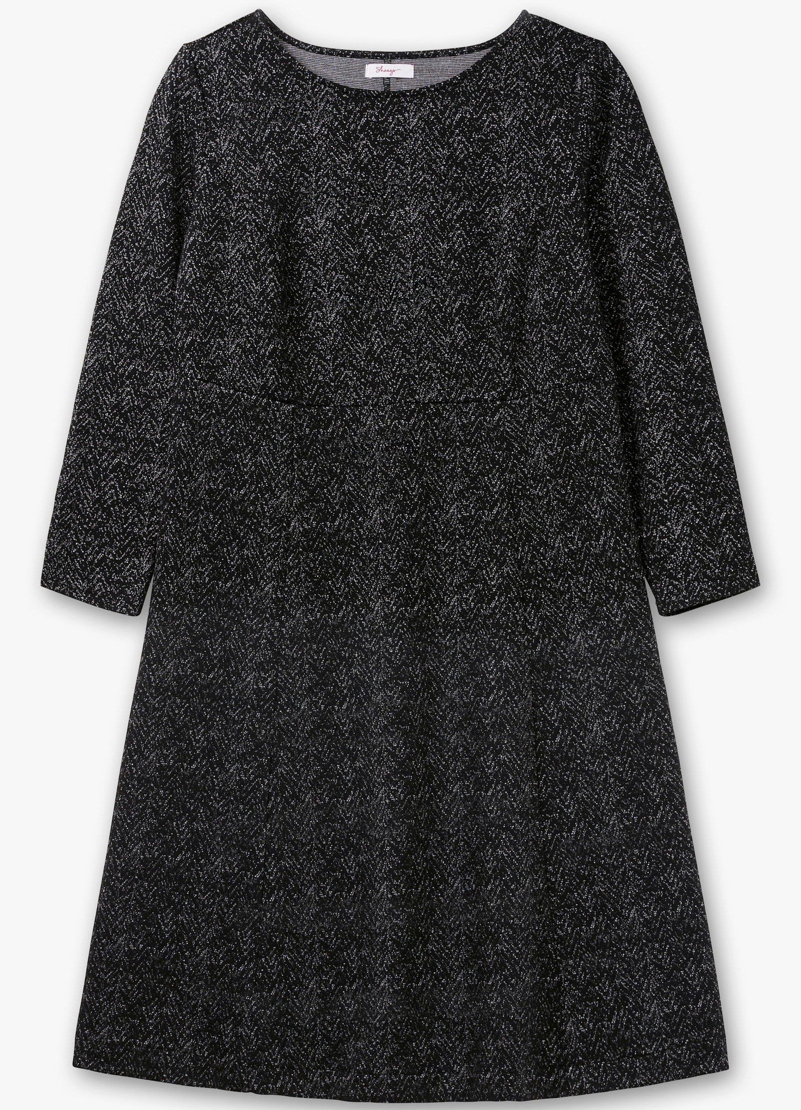 sheego Shirtkleid mit Jacquardmuster bedruckt - schwarz-gemustert