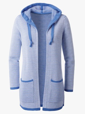 Strickjacke - jeansblau-geringelt