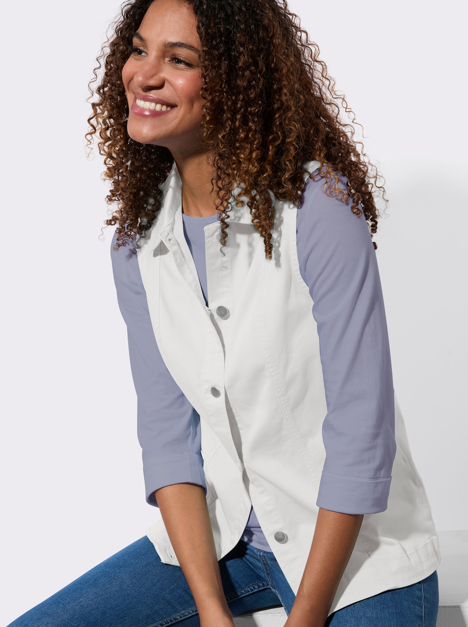 Weste in Jeans-Optik - weiss