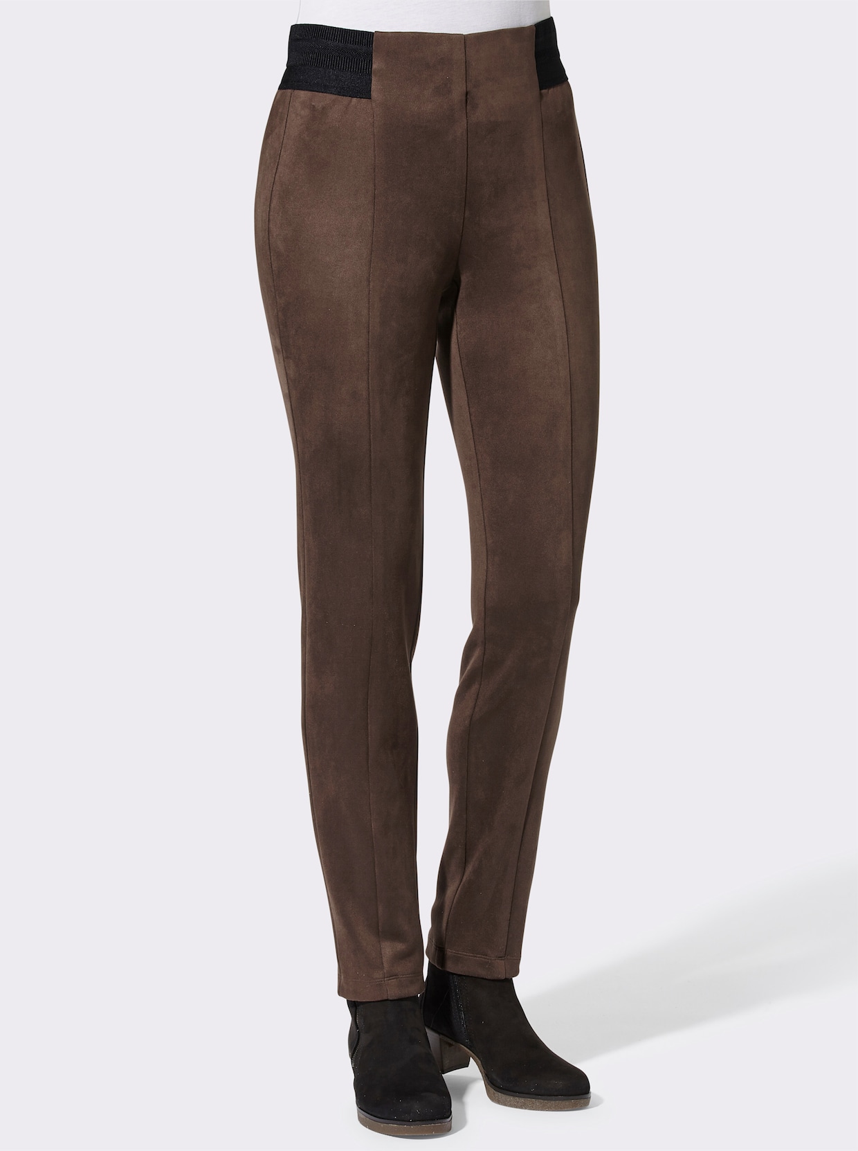 Broek van imitatieleer - chocolade