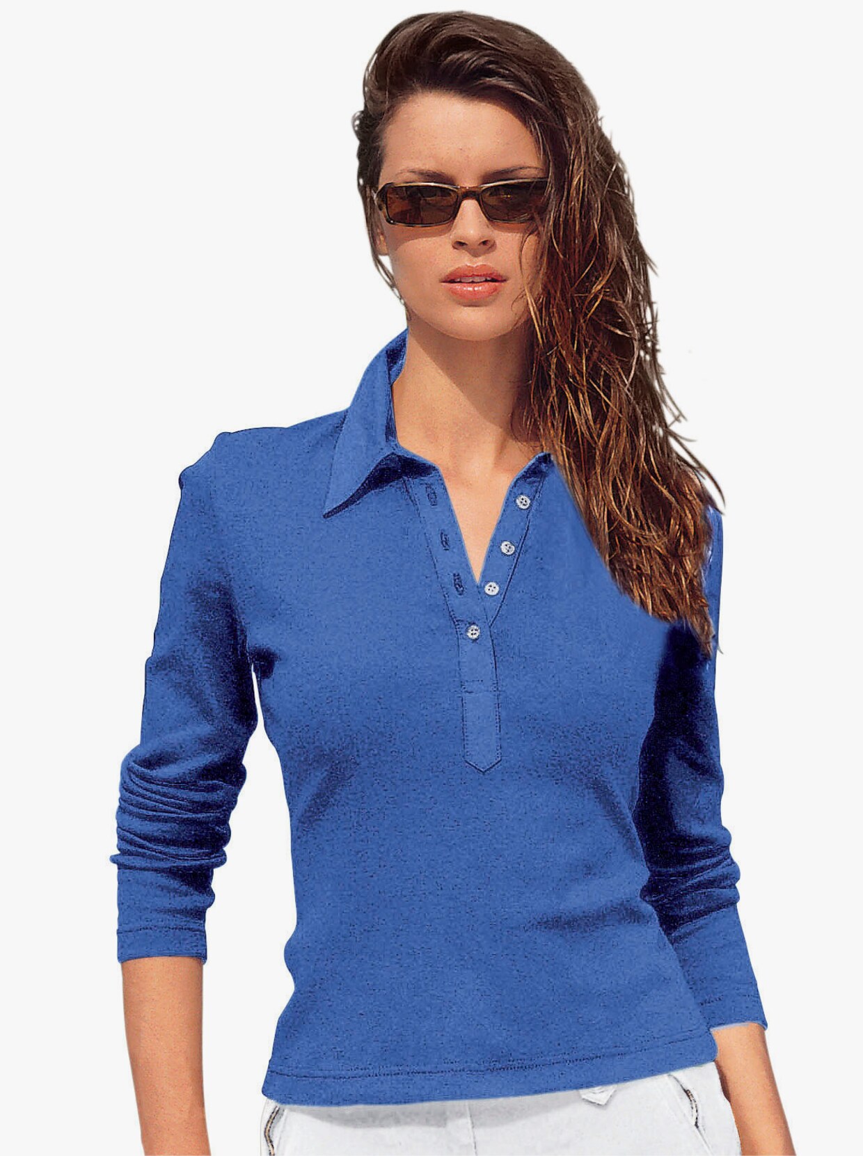 Poloshirt met lange mouwen - blauw