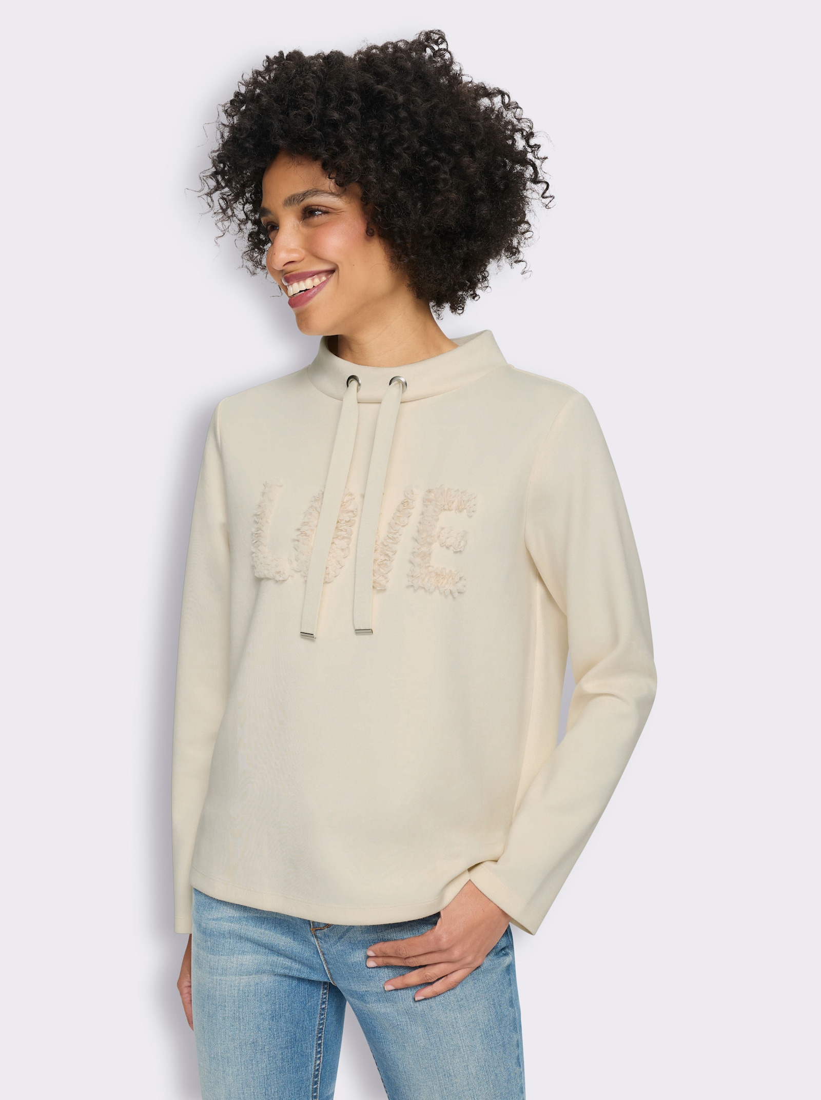 heine Sweatshirt mit LOVE-Schriftzug - champagner