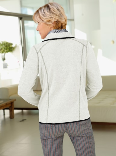 Fleecejacke mit Sternchen-Stickerei - ecru
