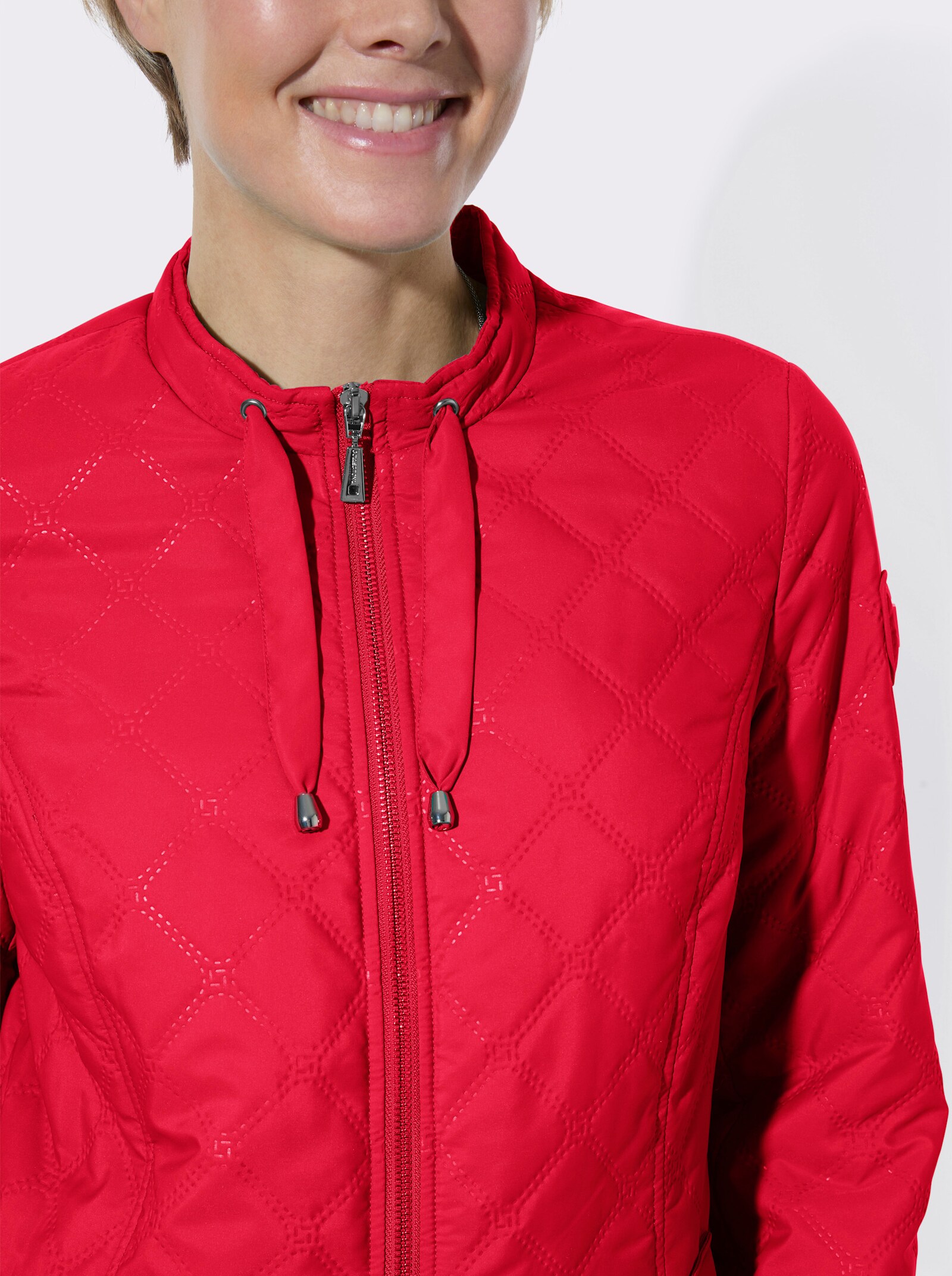 Steppjacke mit Prägedruck in Steppoptik - rot