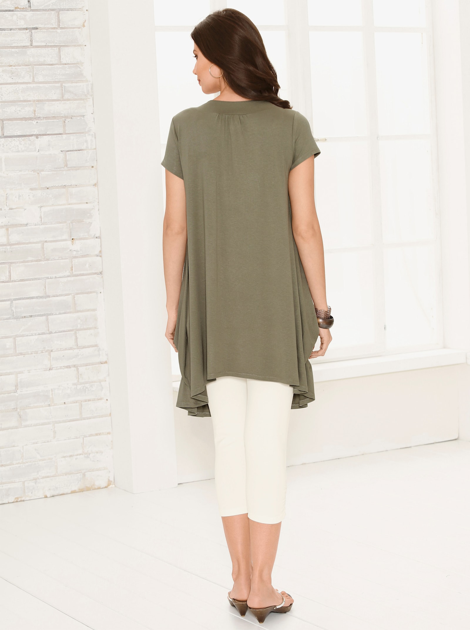 Leggings mit Raffung am Bein - ecru