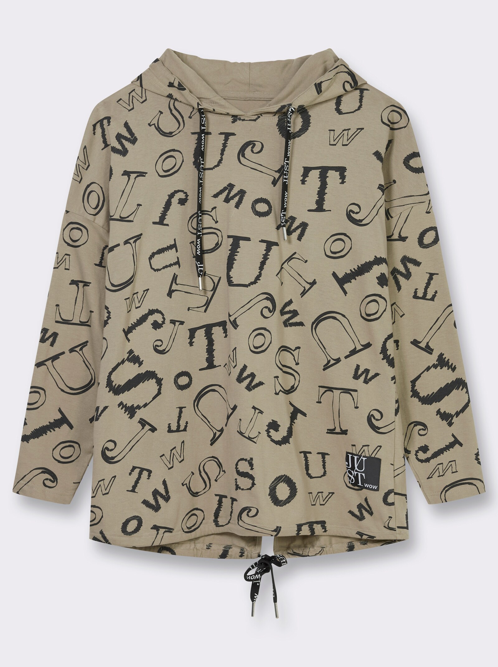 Longshirt im Lettering-Dessin - schlamm-schwarz