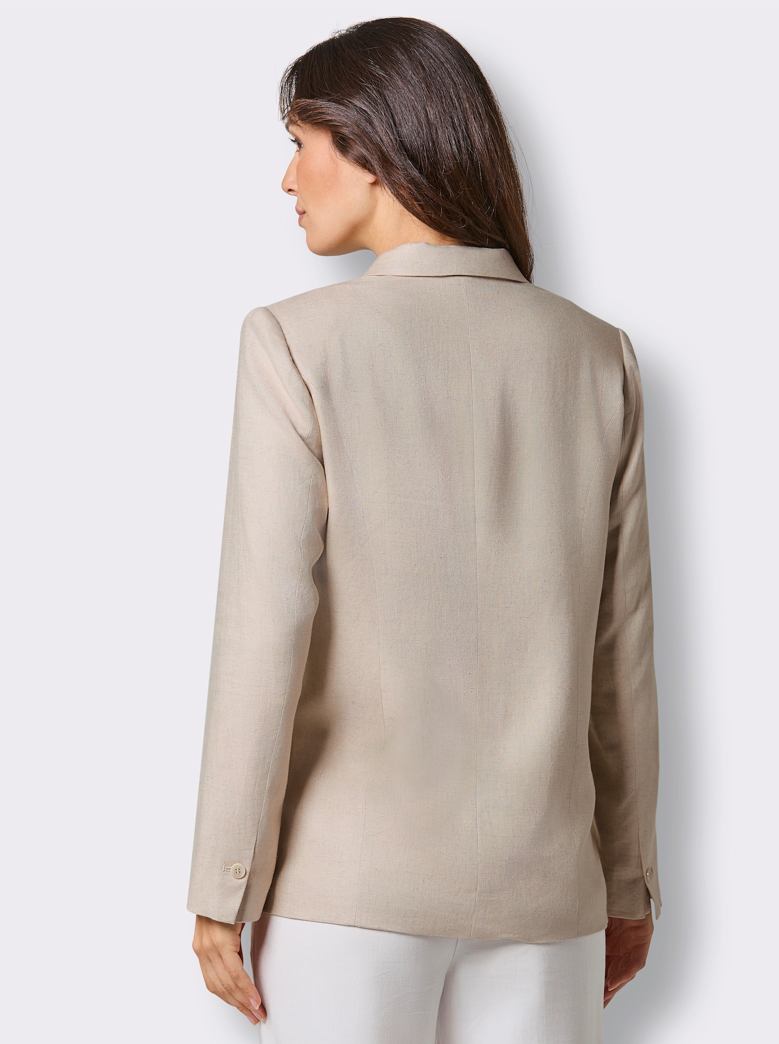 CREATION L PREMIUM Leinenblazer mit Stickerei - sand-meliert