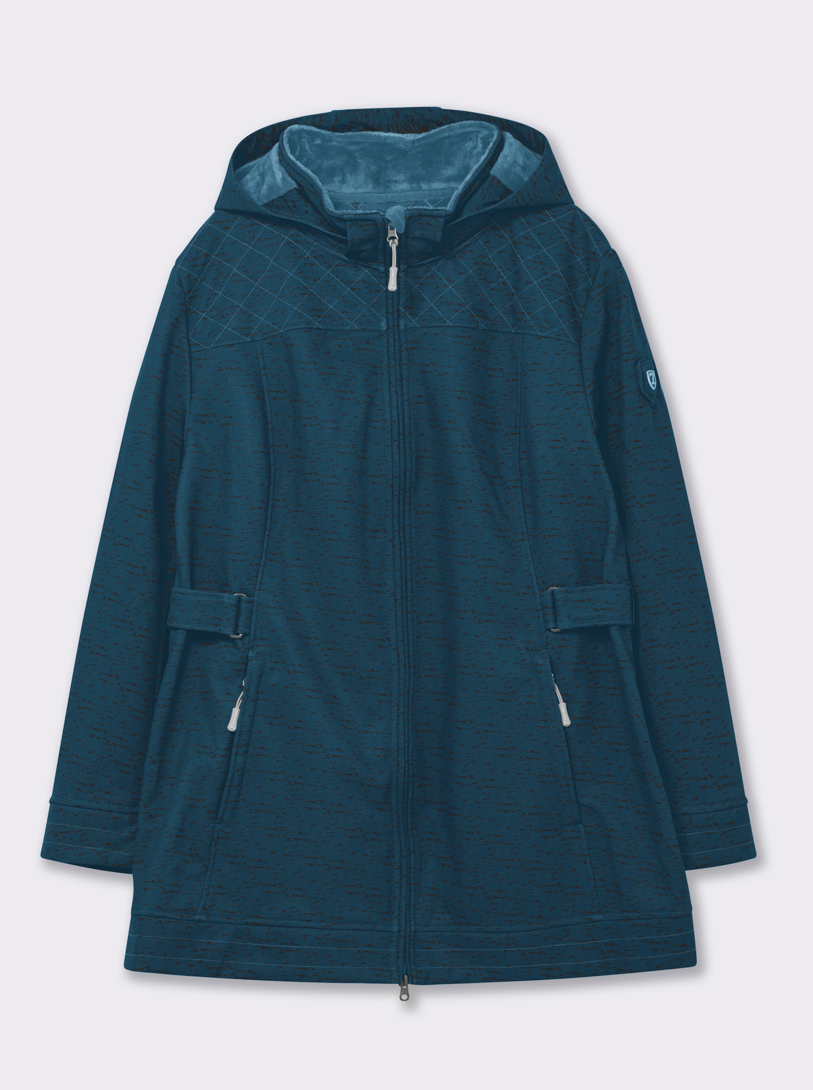 Softshelljacke gefüttert, wasserabweisend - petrol-meliert
